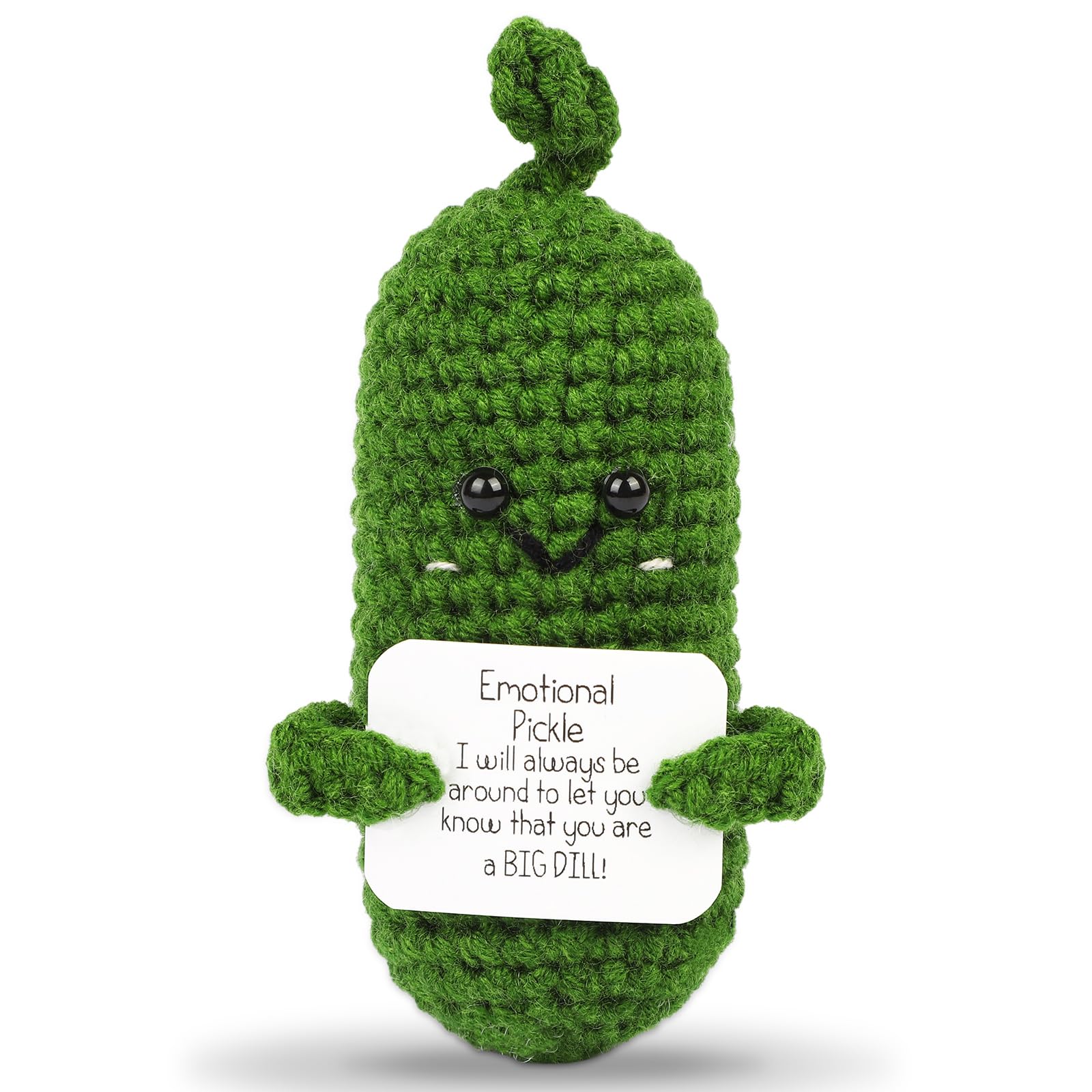 DAFURIET Mini Funny Positive Potato, 3 inch Knitted Wool Doll with Positive Card for Cheer Up Gifts and Party Decorations, Cute Wool Positive Potato Crochet Doll for Birthday Gifts (Cucumber)