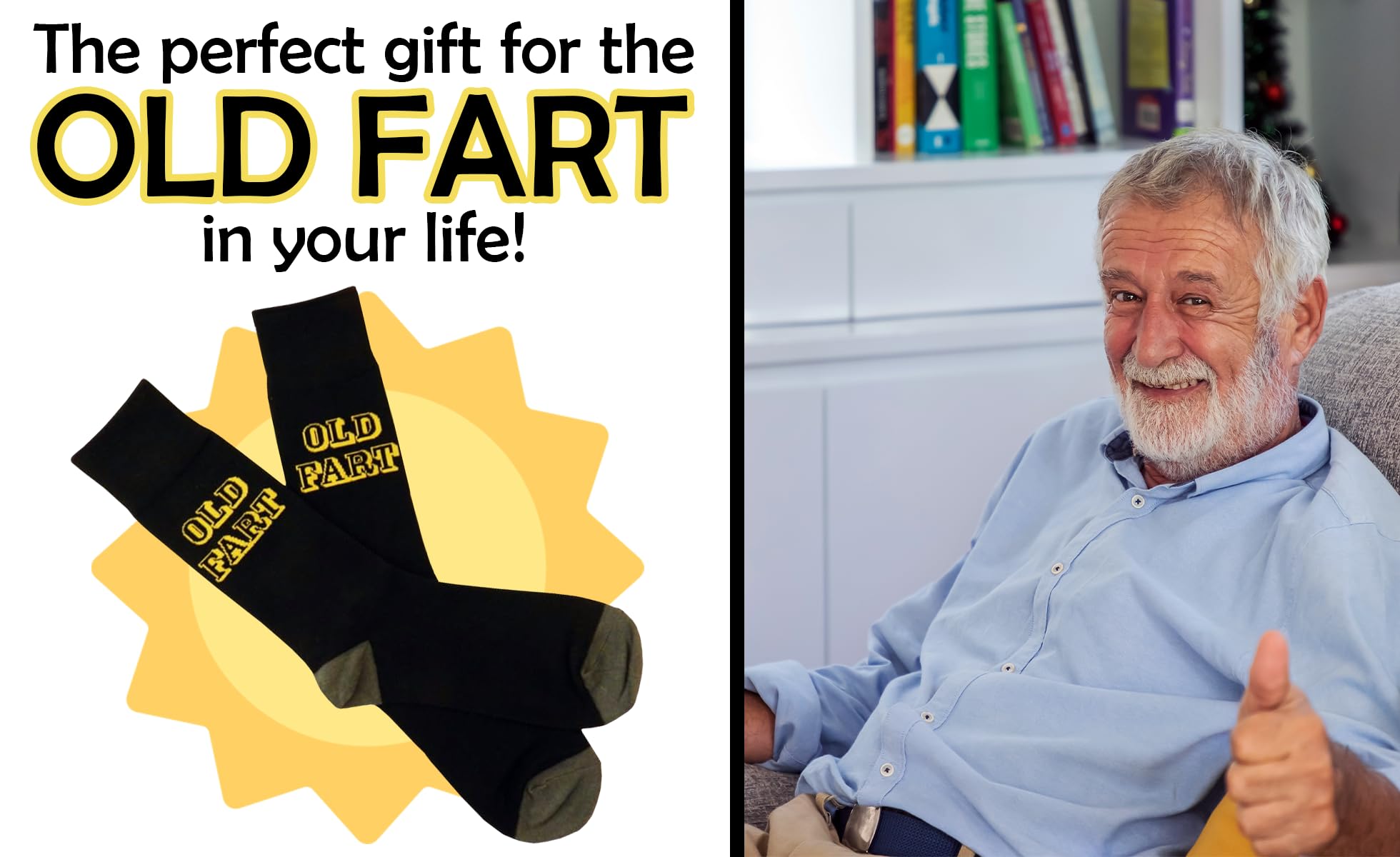 FancyPants FunTime Old Fart - Old Man Casual Crew Novelty Gift Socks