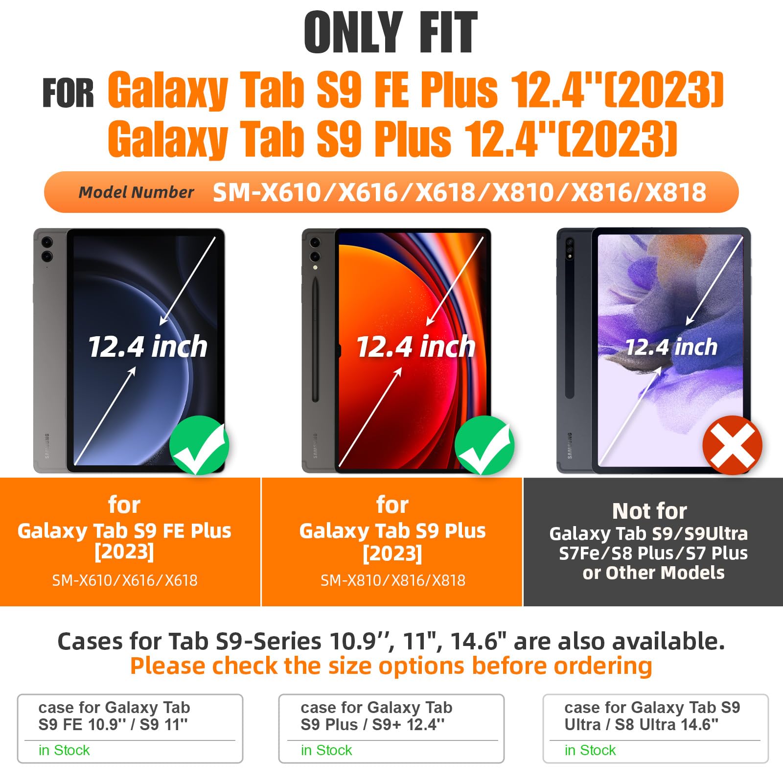 SEYMAC stock for Samsung Galaxy Tab S9 FE+ Plus 5G Tablet Case 12.4'' 2023 with Screen Protector Pencil Holder [360 Rotating Hand Strap] &Stand, Drop-Proof Case for Galaxy Tab S9 FE+ 12.4'', Black1