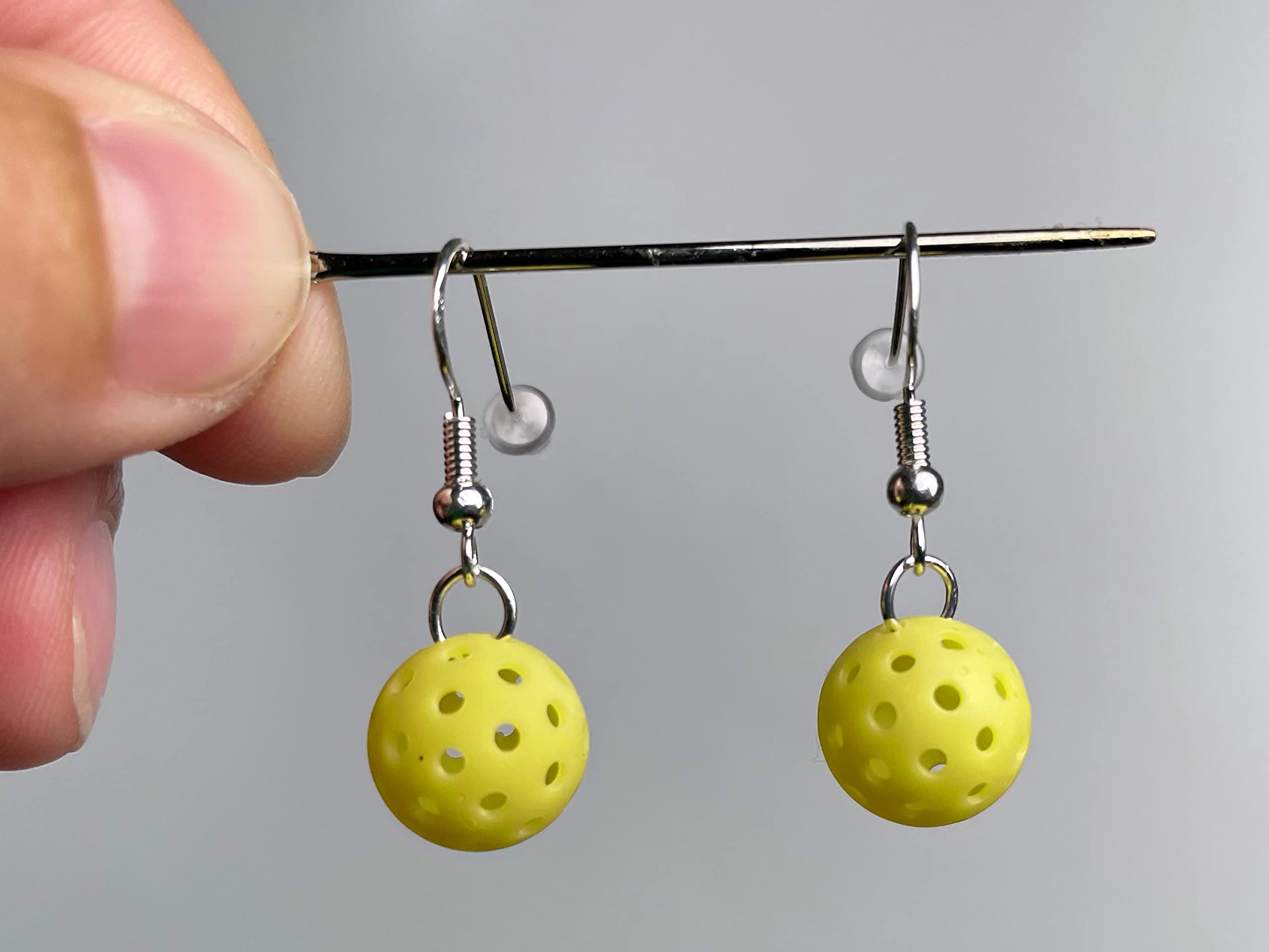 Pickleball Dangle Earrings, Accessory Earrings for Pickleball, 1.2cm Yellow Pickleball Earrings