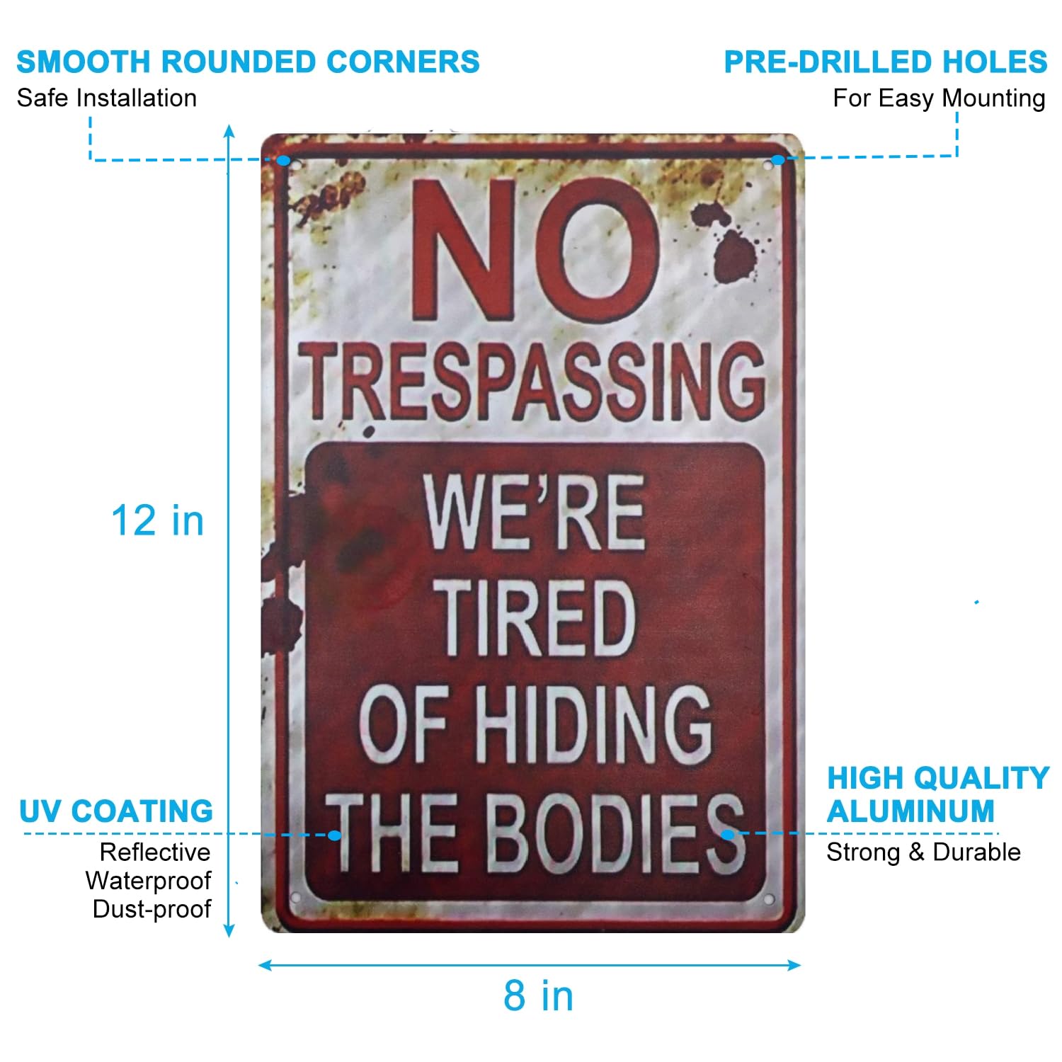 Carastora Halloween Vintage Metal Tin Sign Funny Sarcastic Party Wall Art Decor Signs, Funny Tin Sign for No Trespassing, Avoiding the Spooky Cleanup 12x8 Inches