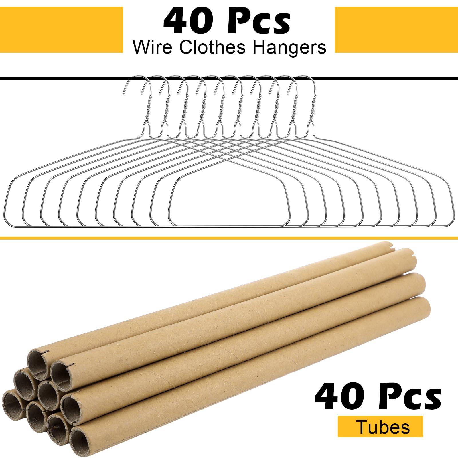 Didaey 40 Sets Dry Cleaner Hangers 18" Drapery Hanger and Tubes Tablecloth Hangers Blanket Hanger Drapery Hangers with Strong 10.5 Gauge Wire for Heavy Items