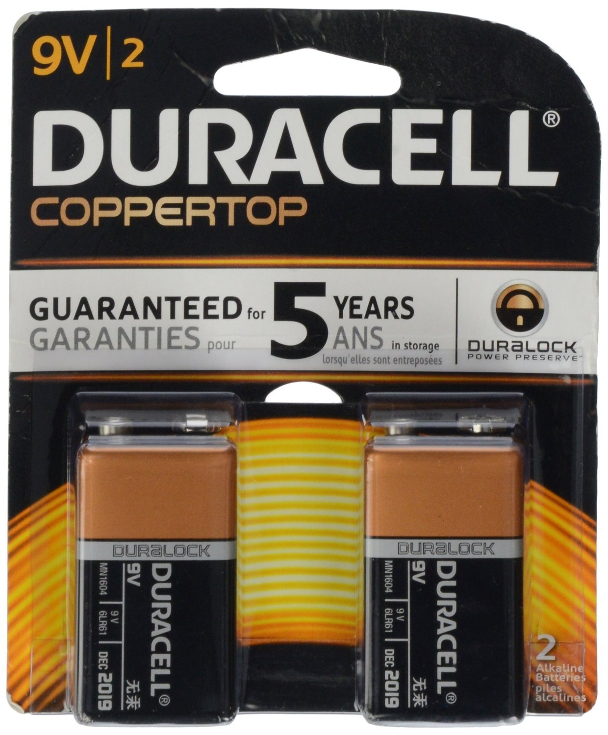 Duracell - CopperTop 9V Alkaline Batteries - long lasting, all-purpose 9 Volt battery for household and business - 2 count