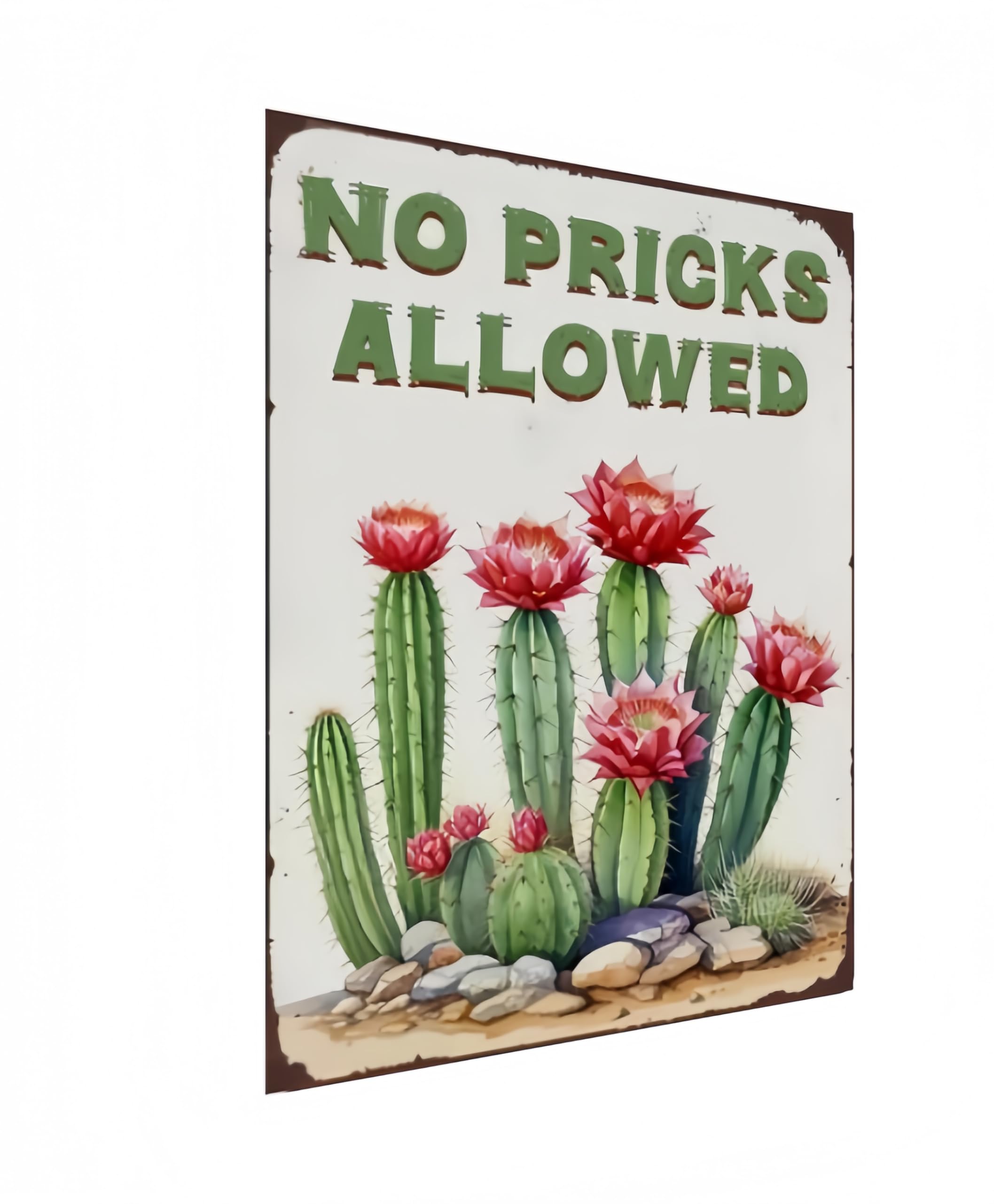 Carastora Funny Cactus Tin Sign – Vintage Succulent Wall Decor for Home, Kitchen, Garden or Greenhouse, Retro Metal Plaque for Plant Lovers, 8x12 Inch