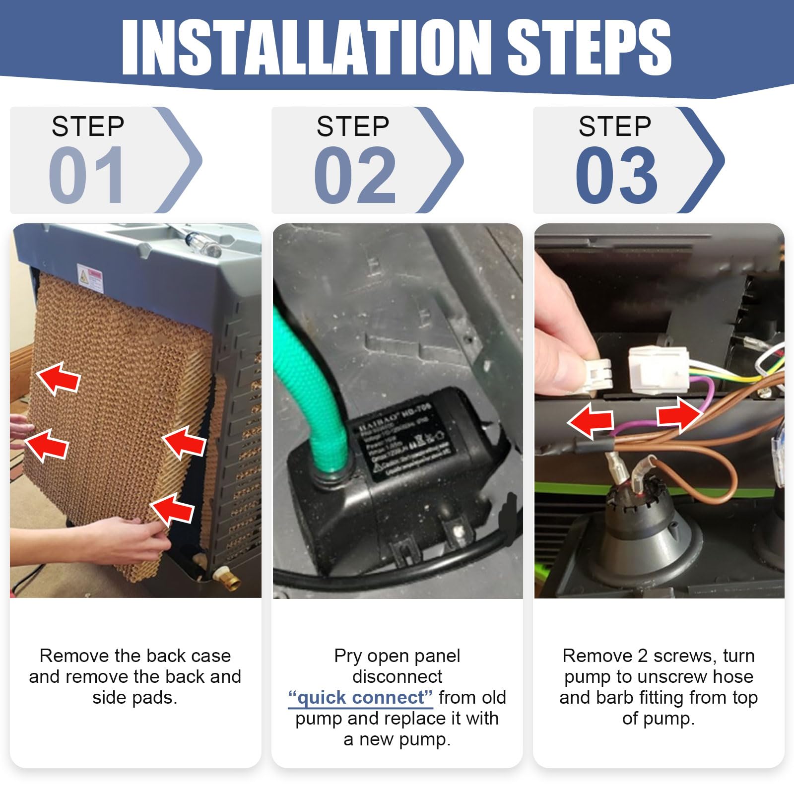 6017050 Evaporative Cooler Pump with 3 Pin Connector, Replacement Pump For Use with Models: MC18M, MC18V, MC17