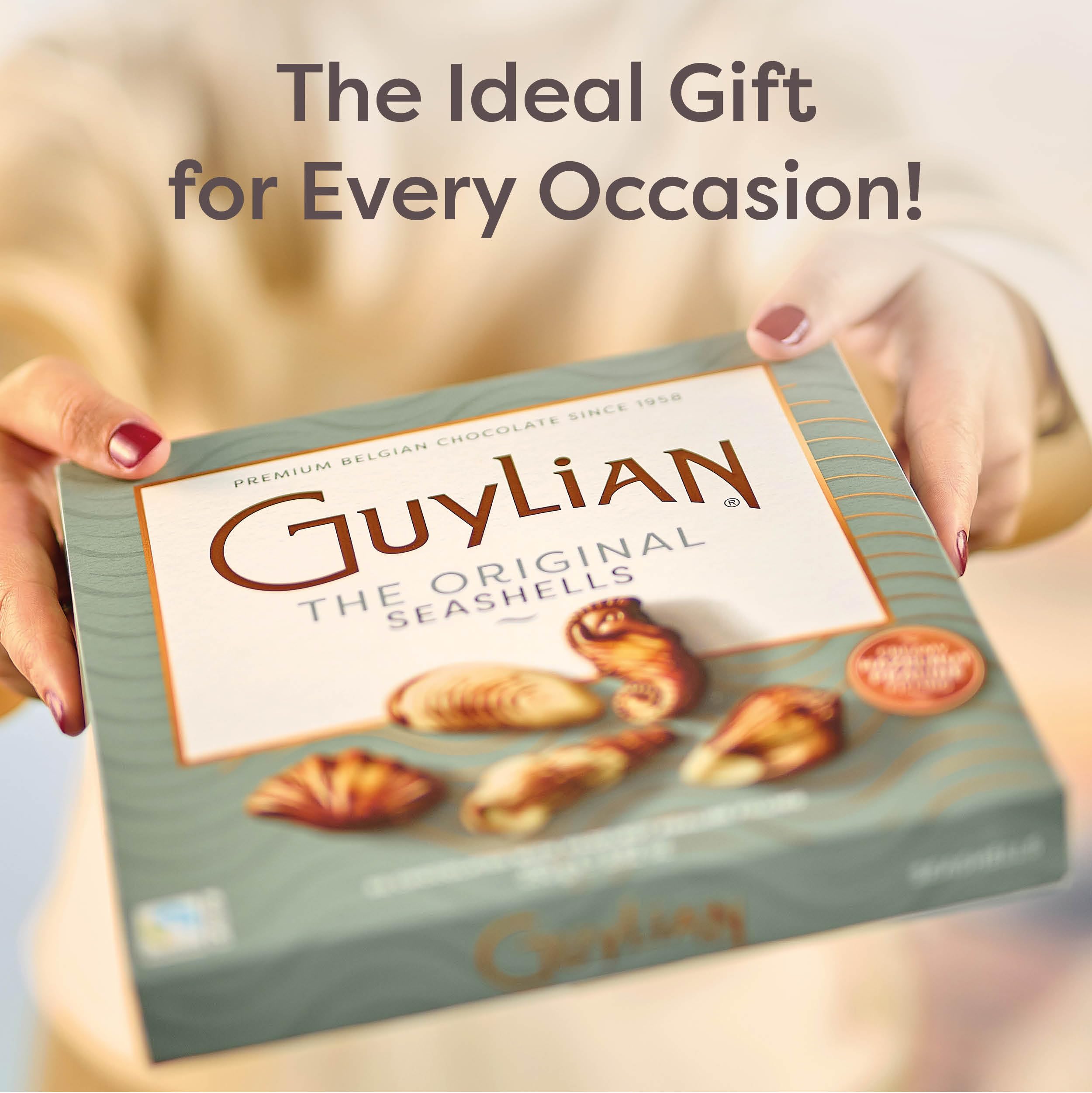 GuyLian Original Belgian Chocolate Seashells 250g Gift Box (Pack of 2): Each Contains Twenty-Two Pieces of Silky Smooth Seashell-Shaped Milk Chocolate with a Creamy Hazelnut Praliné Filling