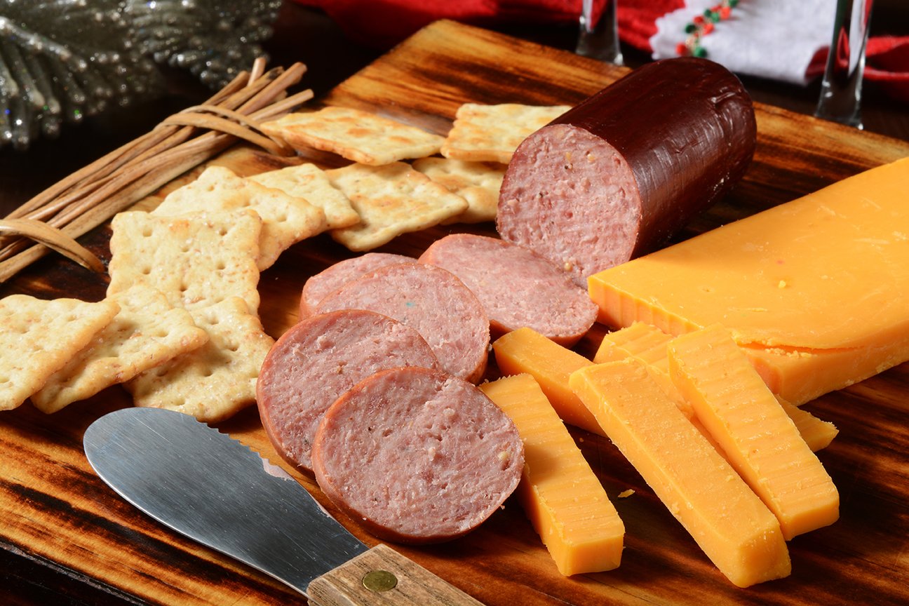 Wisconsin's Best & Wisconsin Cheese Company - Gourmet Variety 100% Wisconsin Cheese & Original, Garlic & Jalapeno Cheddar Summer Sausage Sampler Gift Box