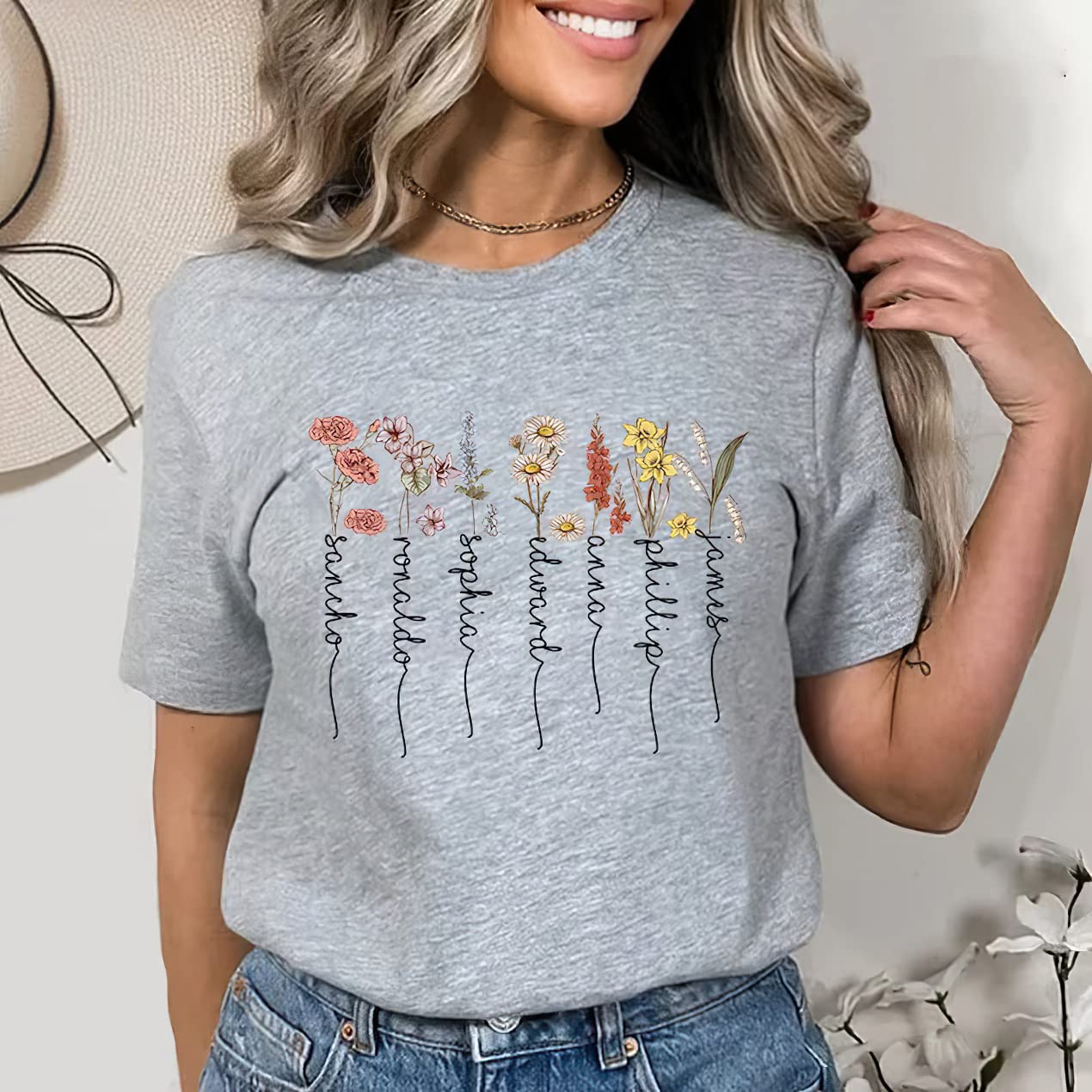 NAZENTI - Custom Birth Month Flower Sweatshirt for Women, Personalized Mom Sweatshirt, Grandma Birth Month Shirt, Mama Grandmother Gifts, Customized Gift for Birthday Mother Day Christmas Sweater