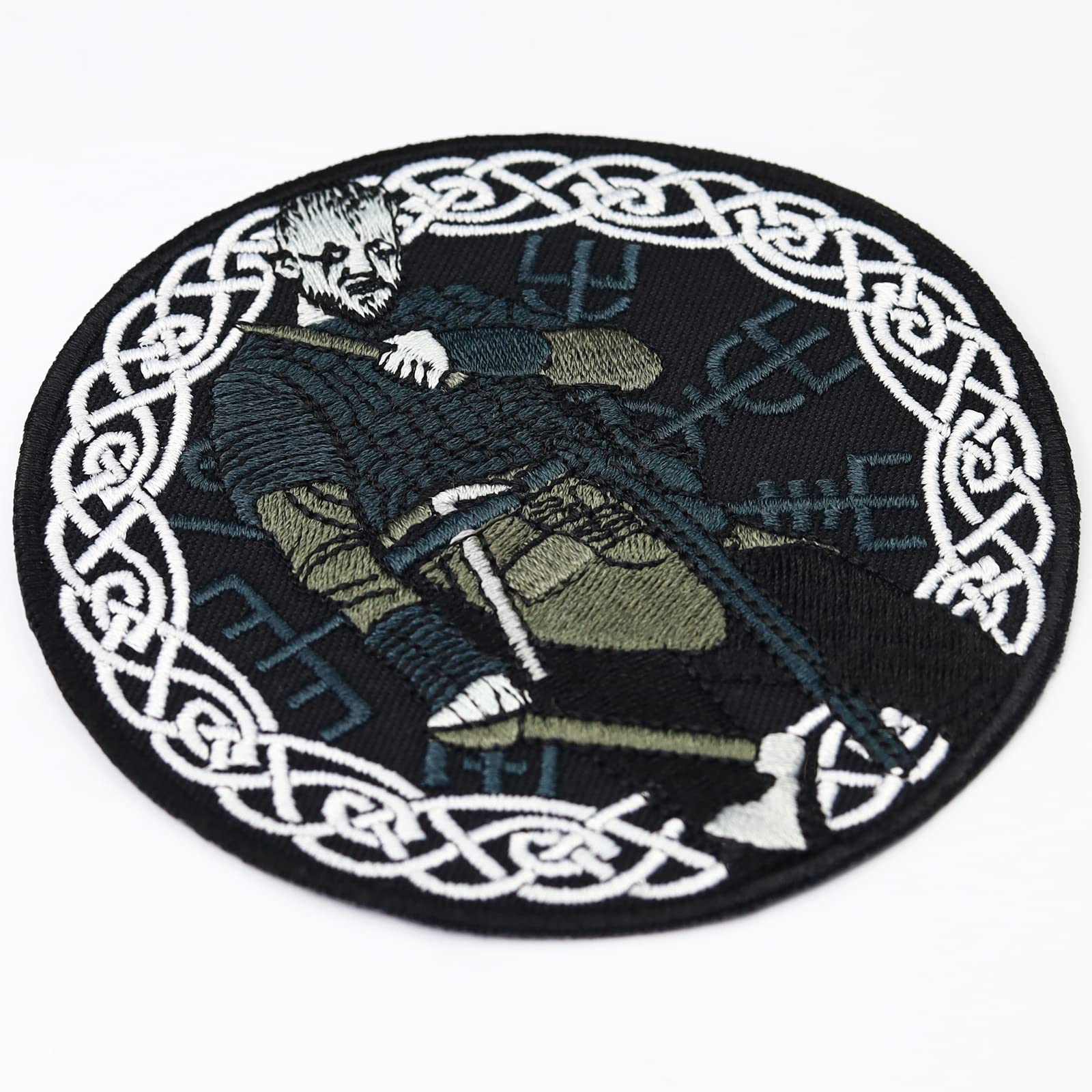 Floki The Shipwright Vikings Patch Embroidered Iron On badge| Floki Emblem Norse Runes Viking Ship | fabric applique | Premium Vikings Merchandise |sew on for all fabrics | 3.54X3.54 in