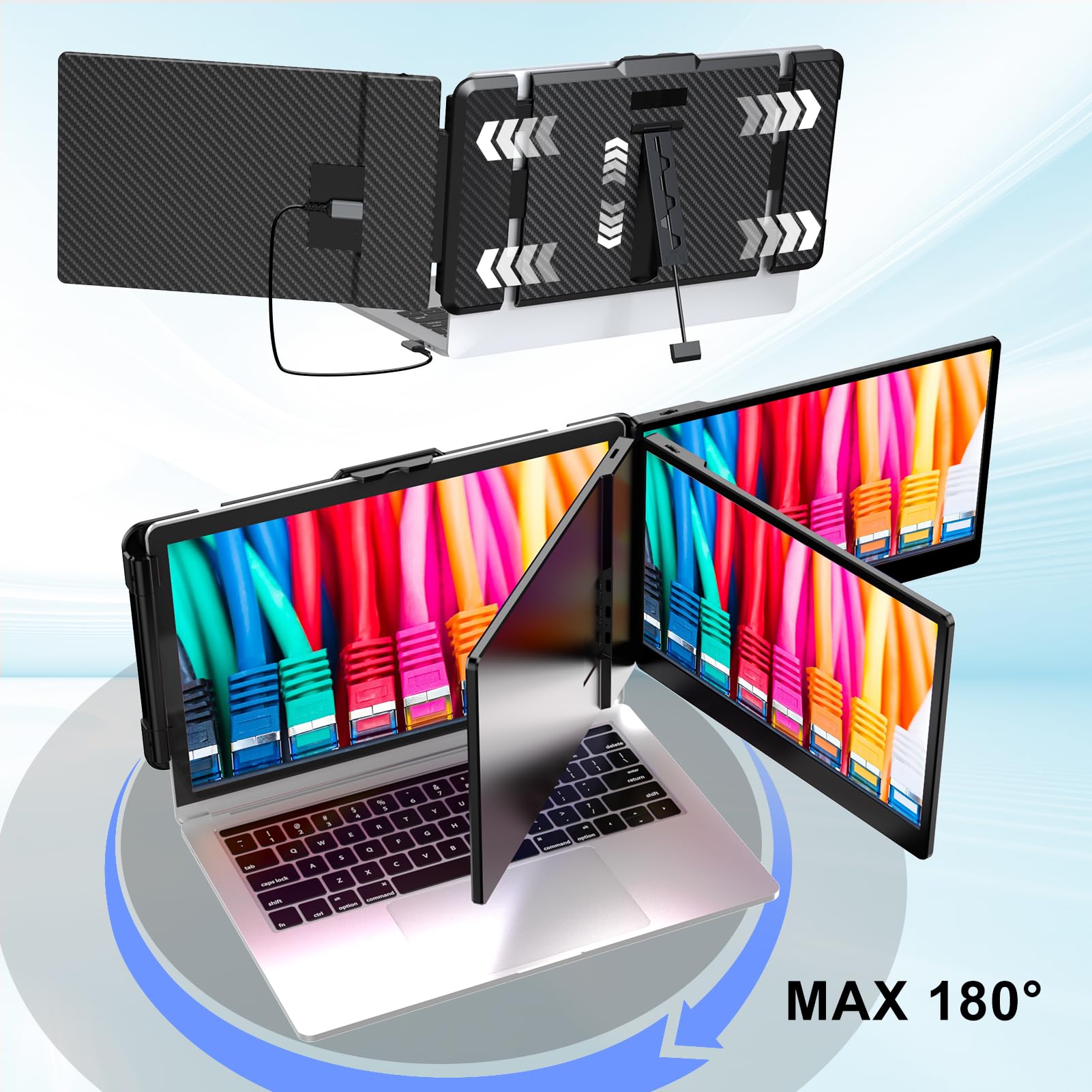 Portable Monitor, 12” FHD 1080P IPS Dual Laptop Screen Extender Fit for 13-16.1" Laptop, Build-in Stand, Plug and Play Laptop Monitor Extender Compatible with Mac, Wins, Dex, Chrome (12 Inch)