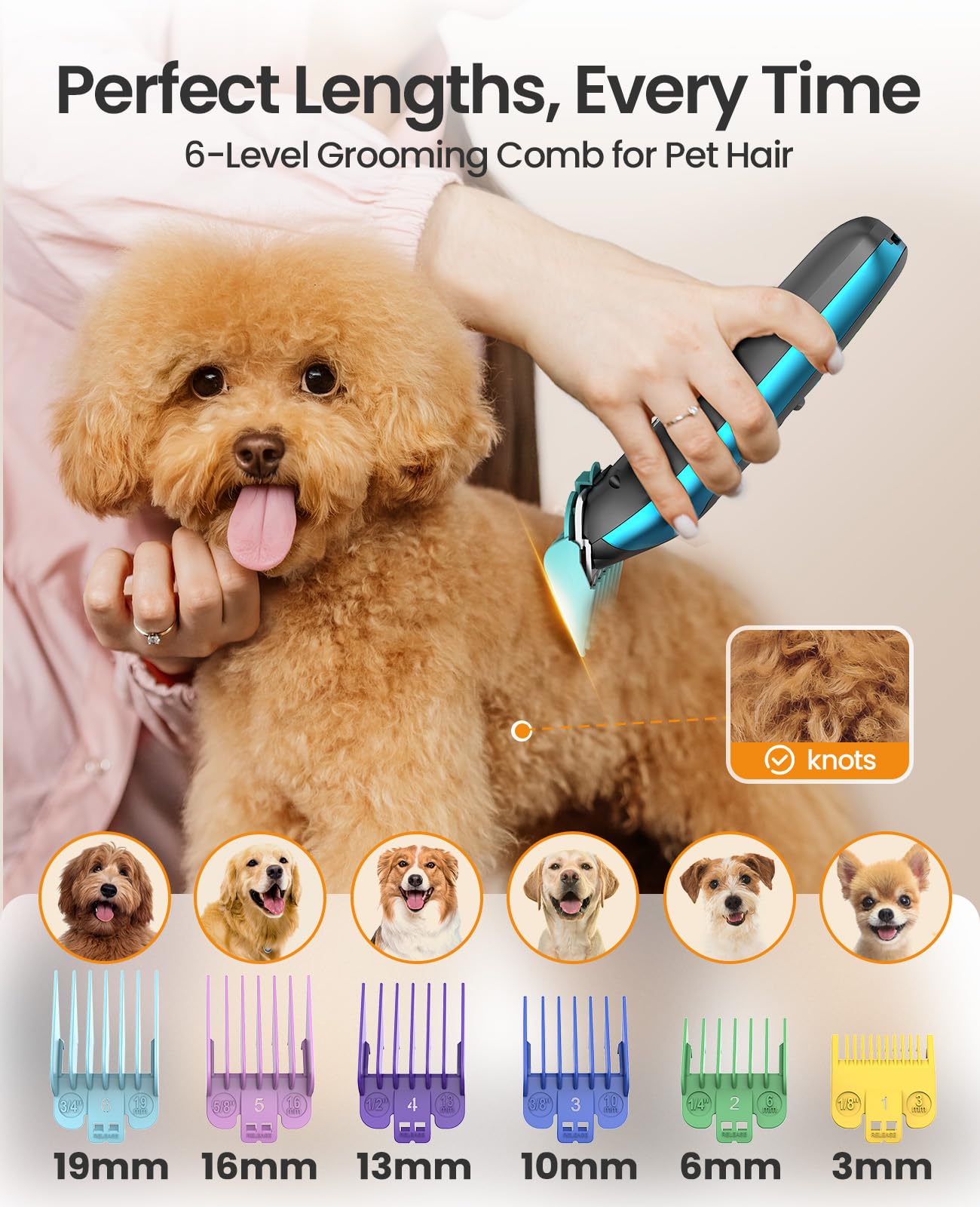 oneisall Dog Clippers for Grooming and Paw Trimmer, Dog Clippers with Small Blades Low Noise Rechargeable Cordless Dog Hair Clippers Dog Grooming Kit for Thick Heavy Coats, DTJ 002
