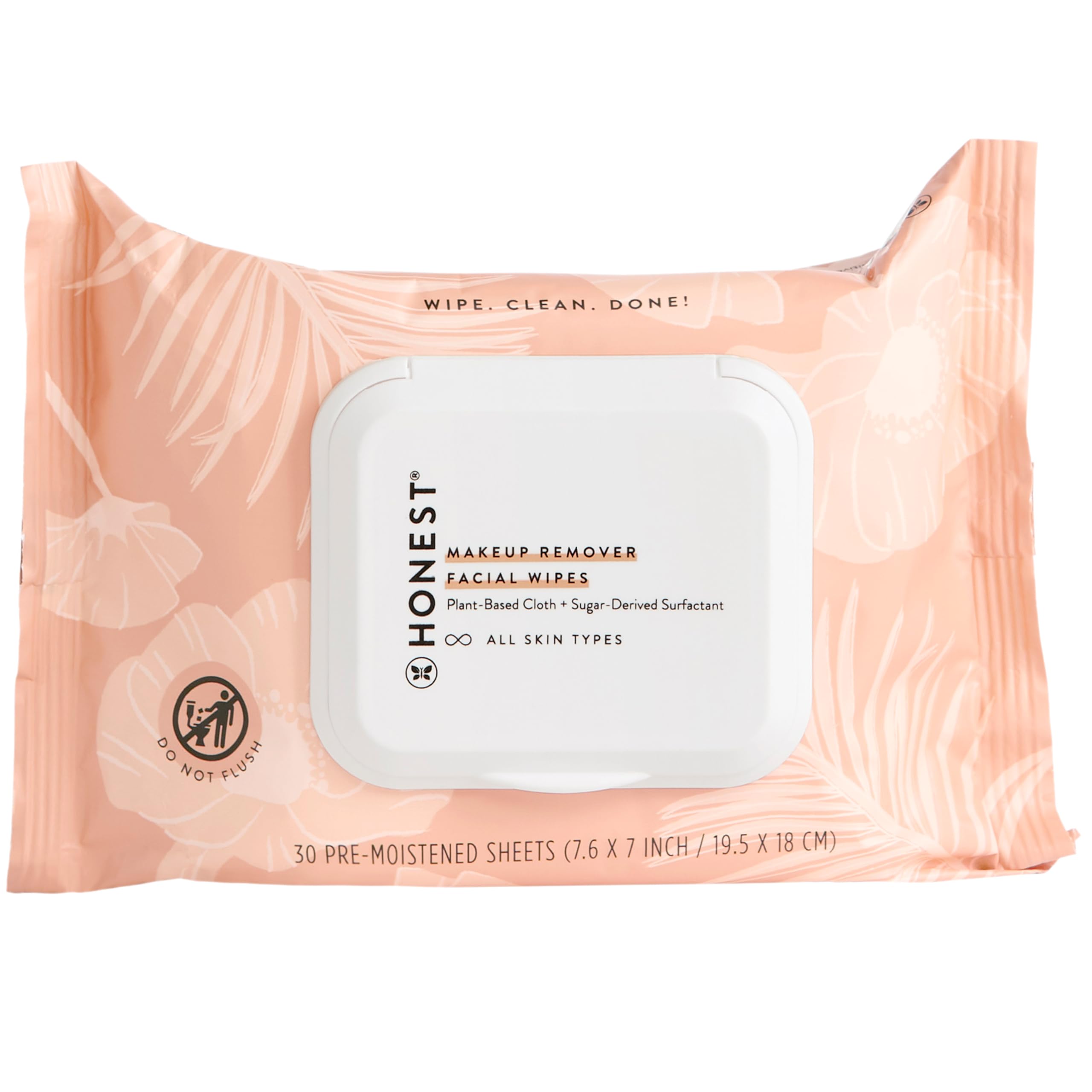 Honest Beauty Fragrance Free Cleansing Makeup Remover Facial Wipes | Plant Based, Hypoallergenic, Gentle for Sensitive Skin | 30 Count