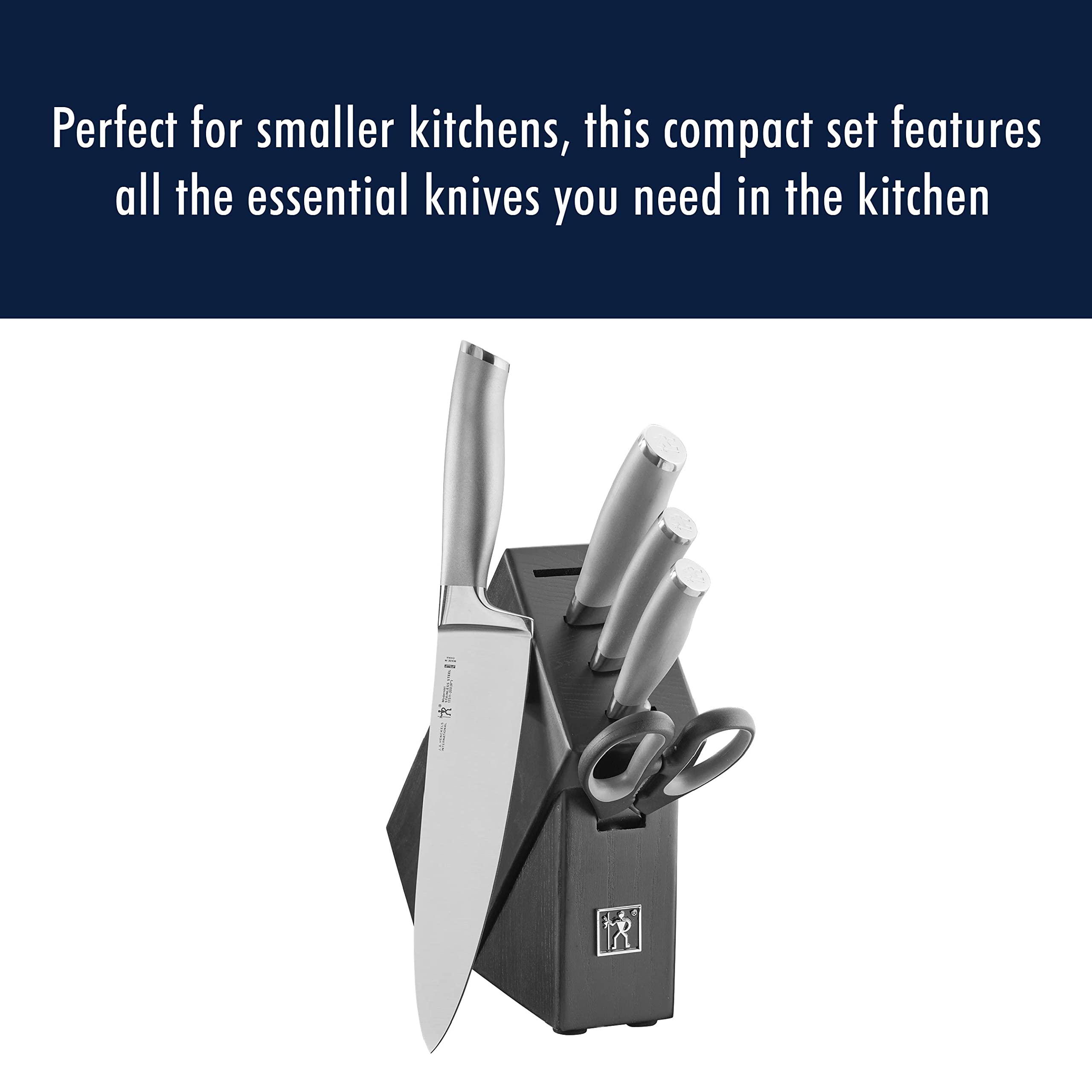 Henckels International Modernist 6-pc Knife Block Set | Paring Knife, Serrated Utility Knife, Utility Knife, Chef’s Knife & Kitchen Shears