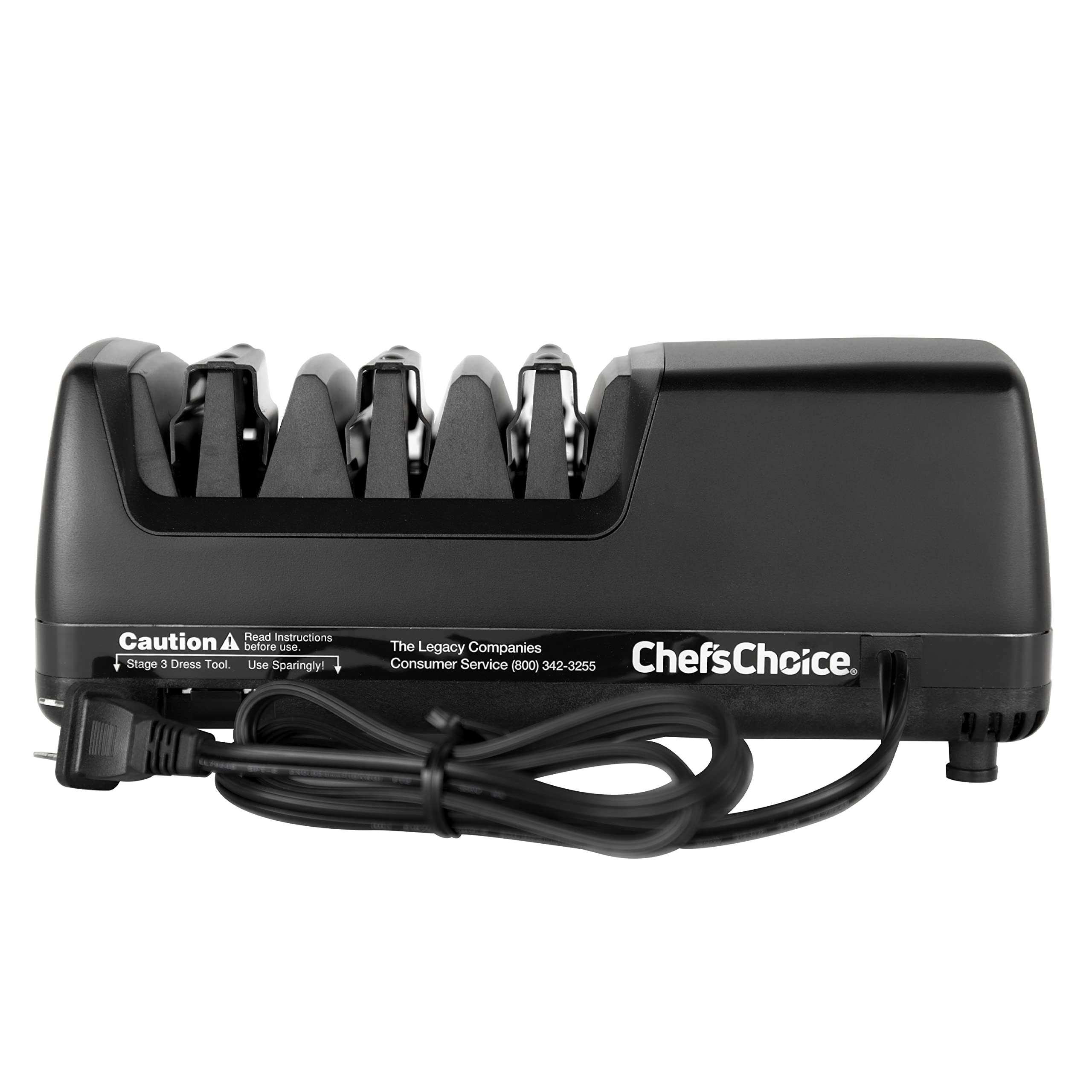 Chef’sChoice 15XV Professional Electric Knife Sharpener With 100-Percent Diamond Abrasives And Precision Angle Guides For Straight Edge and Serrated Knives, 3-Stage, Black