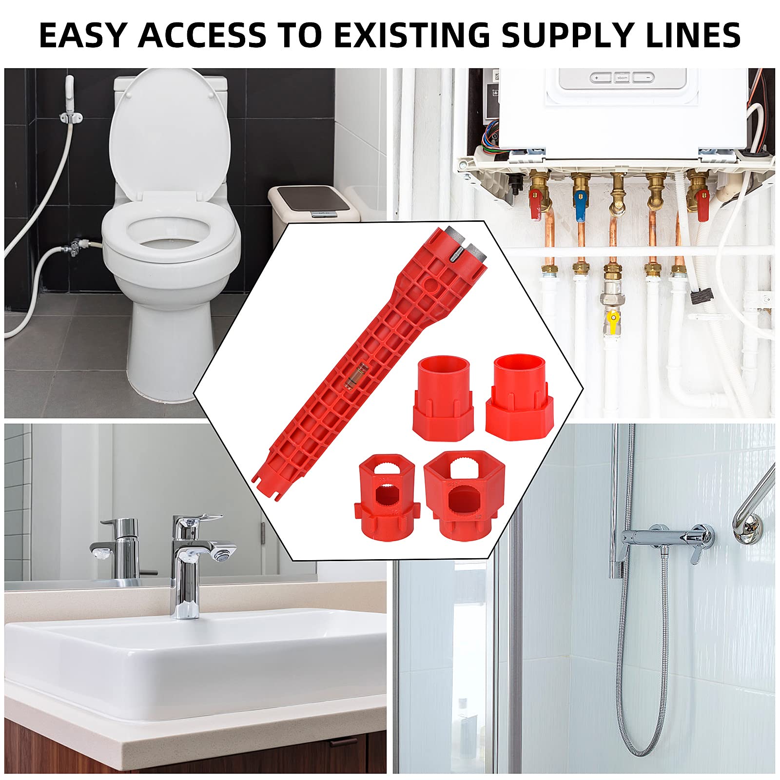 peaceleaf 14-in-1 Multi-functional Wrench for Toilet, Sink, Bathroom, Kitchen Plumbing Installation and Repairs