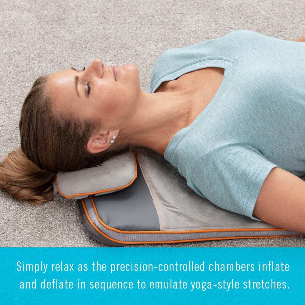 Homedics Yoga Fitness Back and Lumbar Stretching Mat with Air Compression and 3 Levels of Intensisty, Silver