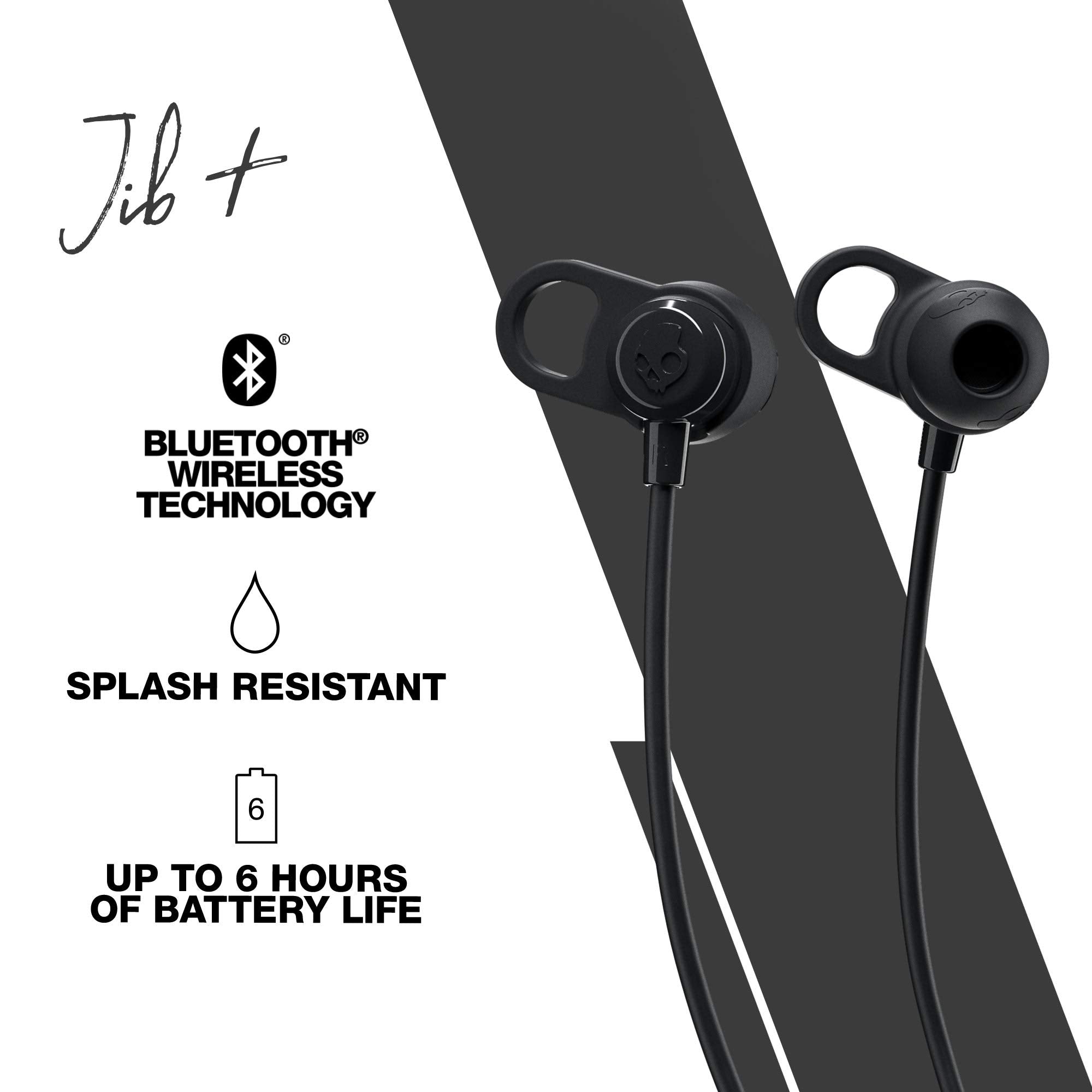 Skullcandy Jib+ In-Ear Wireless Earbuds, 6 Hr Battery, Microphone, Works with iPhone Android and Bluetooth Devices - Black