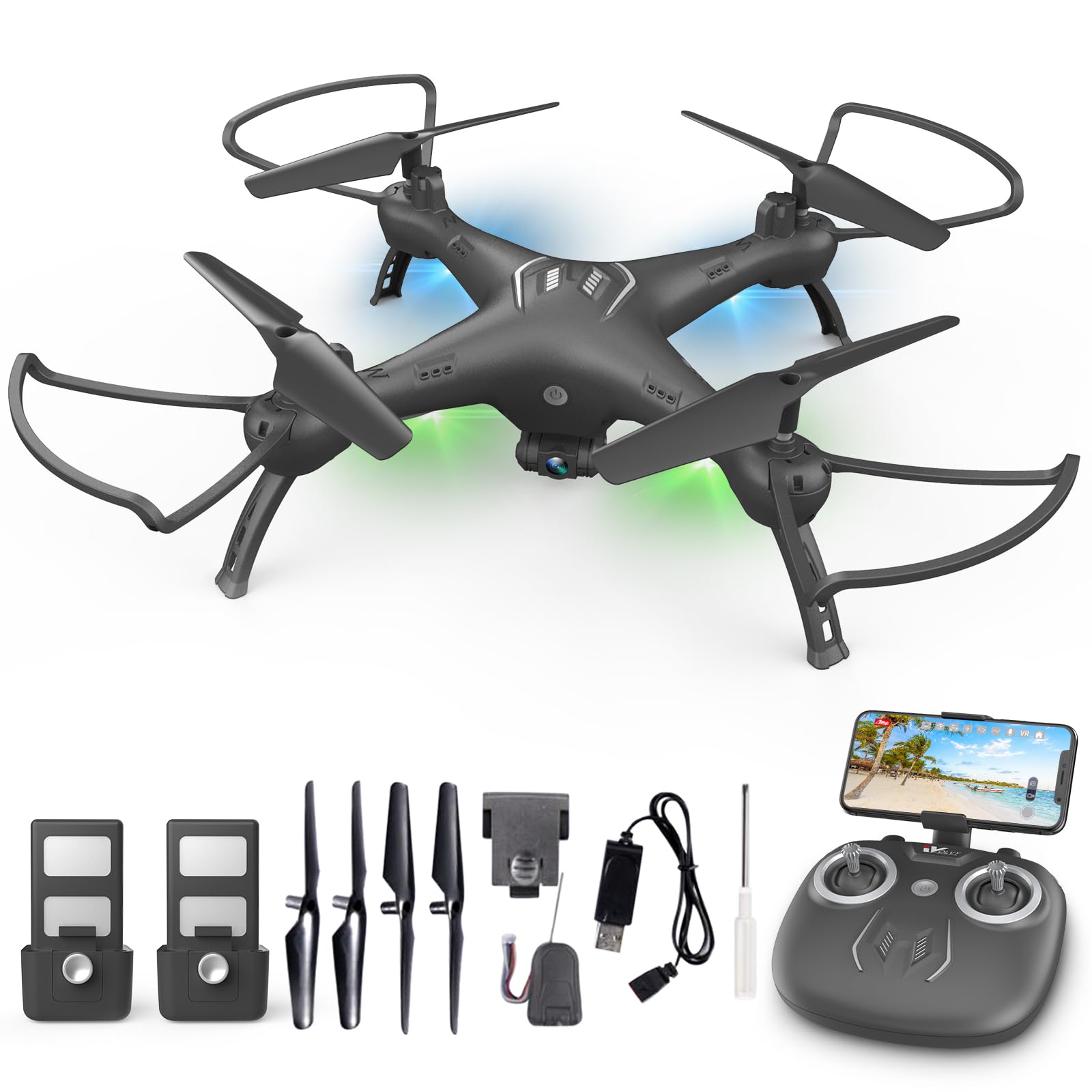 Drone with Camera 1080P HD, Toss to Launch RC Drone for Kids/Adults with Smart APP Trajectory Flight Altitude Hold One Key Take Off/Landing Headless 360°Flip Camera Drone 2 Batteries