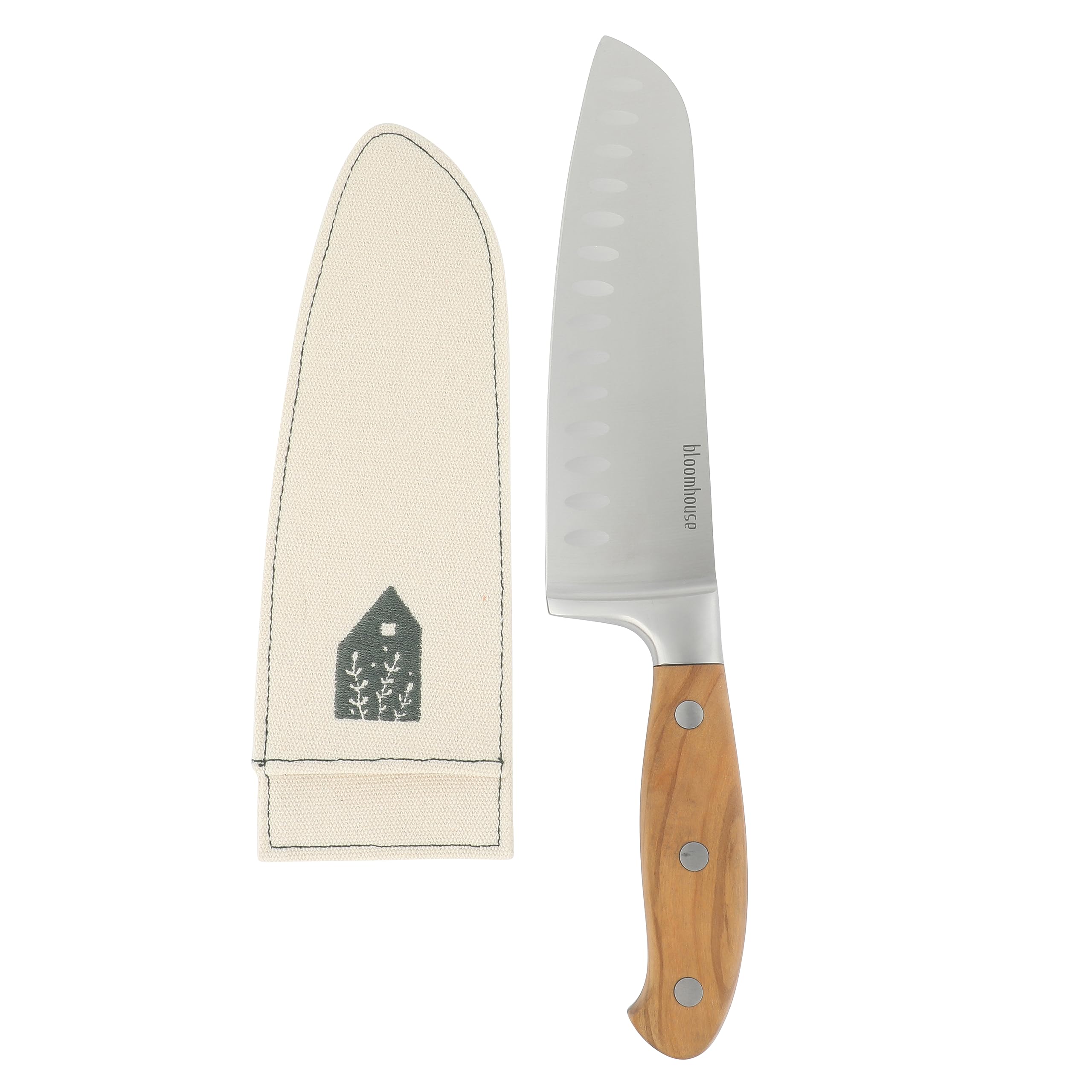 Bloomhouse - Oprah's Favorite Things - 7 Inch German Steel Santoku Knife W/Italian Olive Wood Forged Handle