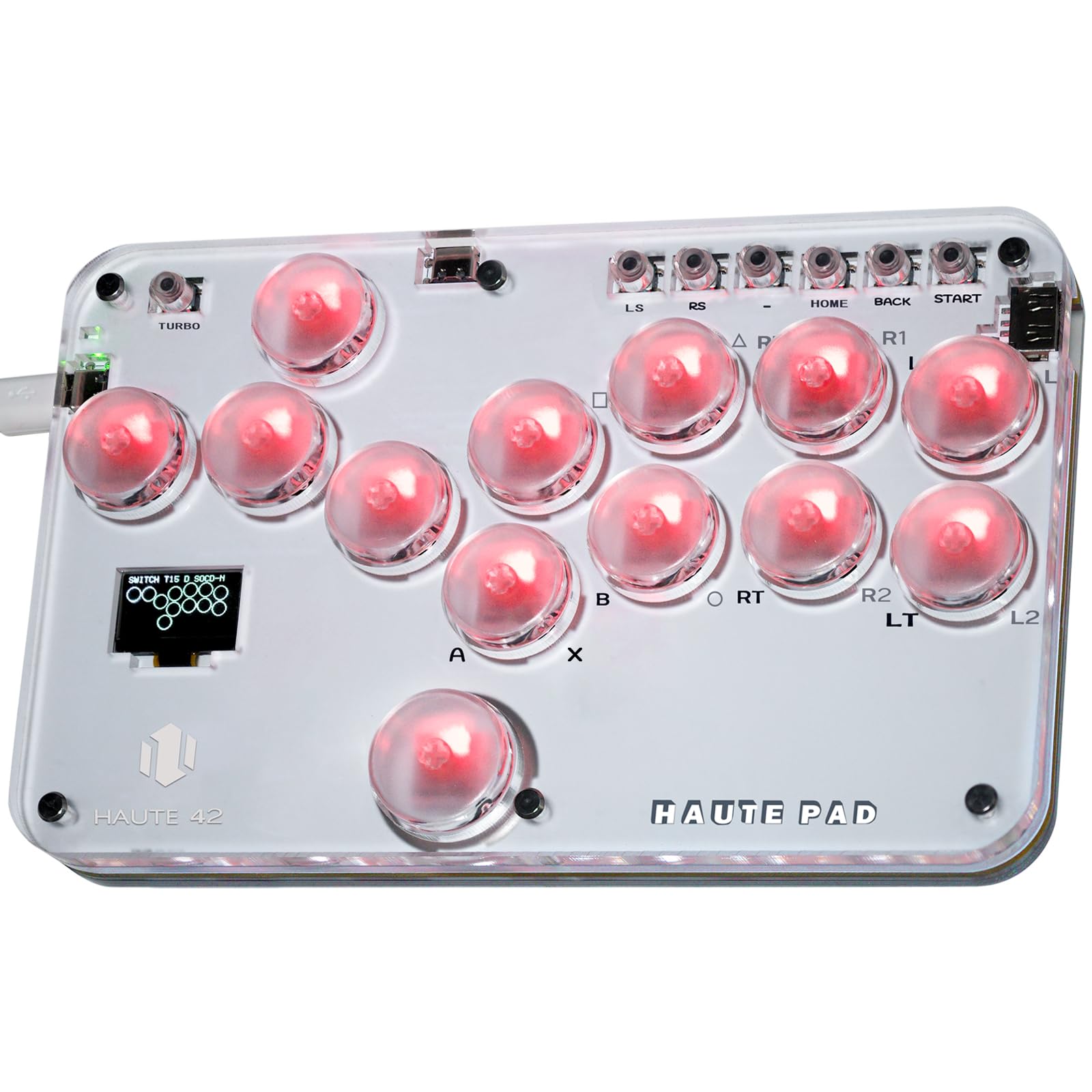 Sehawei Haute42 Arcade Stick S13 All-Button Gamerfinger with Custom RGB & Turbo Functions,Arcade Controller Street Fight for PC/Ps3/Ps4/Switch/Steam Game Keyboard-Supports Hot Swap & SOCD