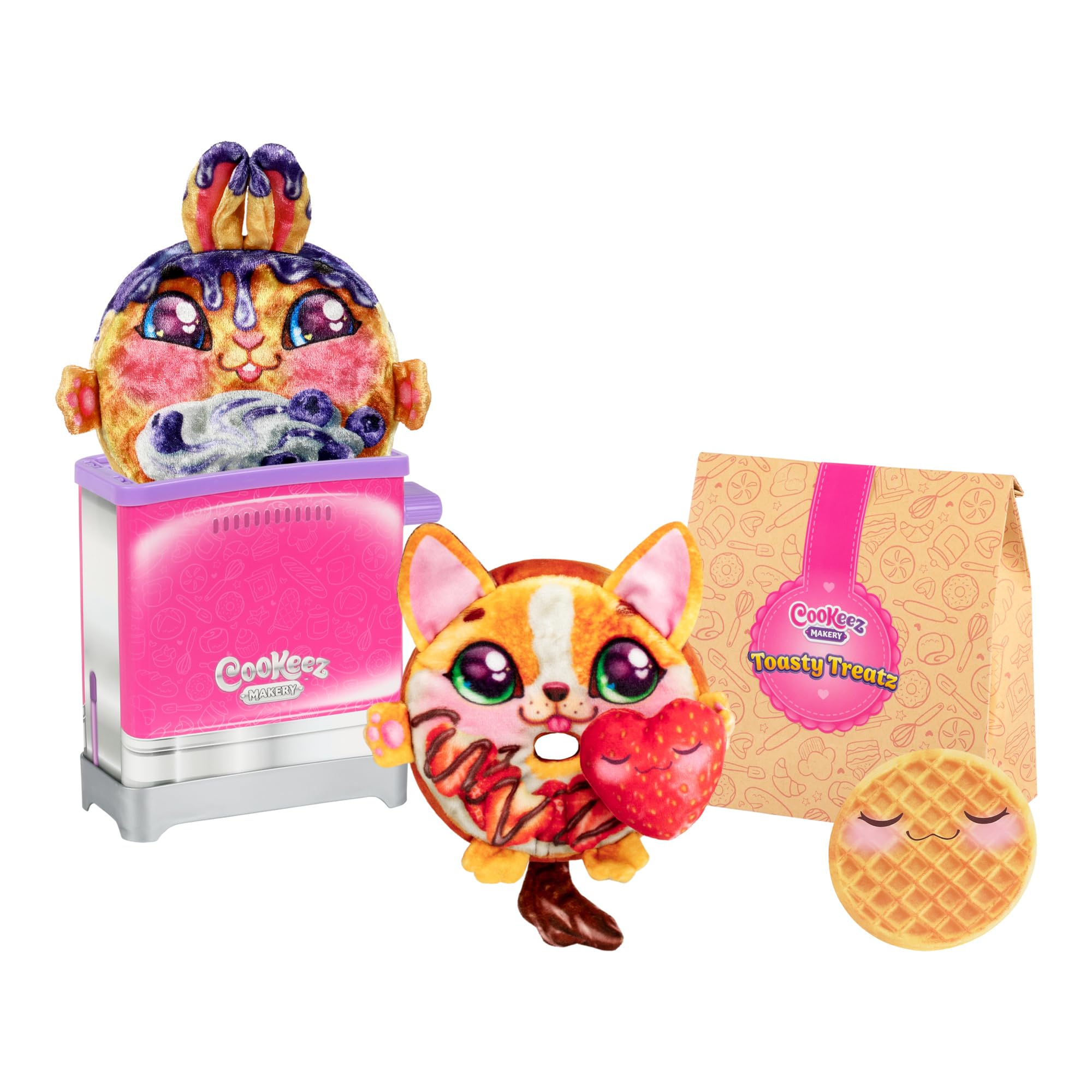 Cookeez Makery Toasty Treatz Toaster with Scented Plush - 2 Pack; Make A Soft and Squishy Surprise Plush Friend. Pop-in-Bread and See A Surprise Plush Pop Up!