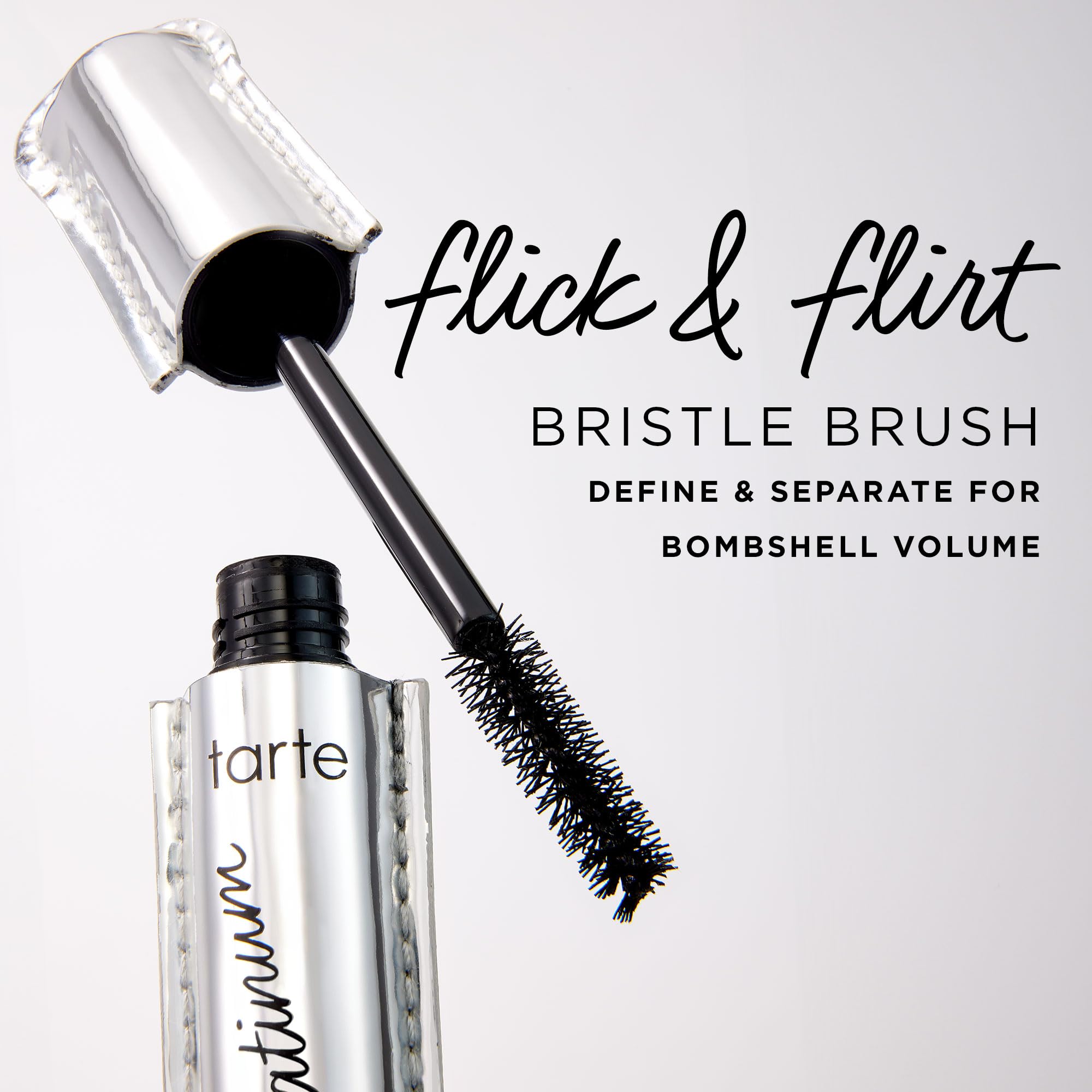 tarte lights, camera, lashes platinum volumizing mascara – Black Tinted Peptide Lash Serum mascara for Volume & Length, Smudge-Proof, Flake-Free, Vegan & Cruelty-Free, full size, black