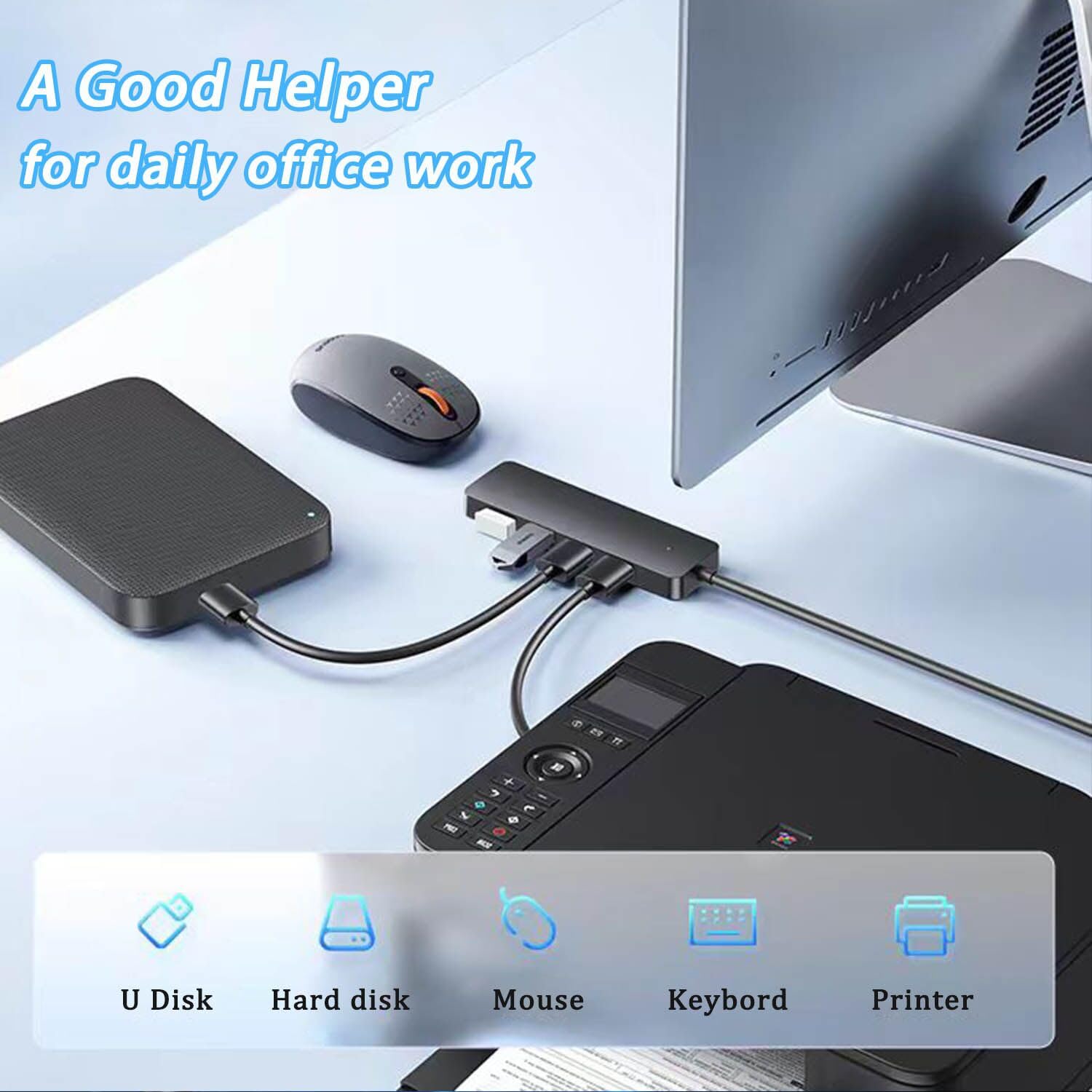USB 3.0 Hub, VIENON 4-Port USB Hub USB Splitter USB Expander for Laptop, Xbox, Flash Drive, HDD, Console, Printer, Camera,Keyborad, Mouse(Not for Charging)