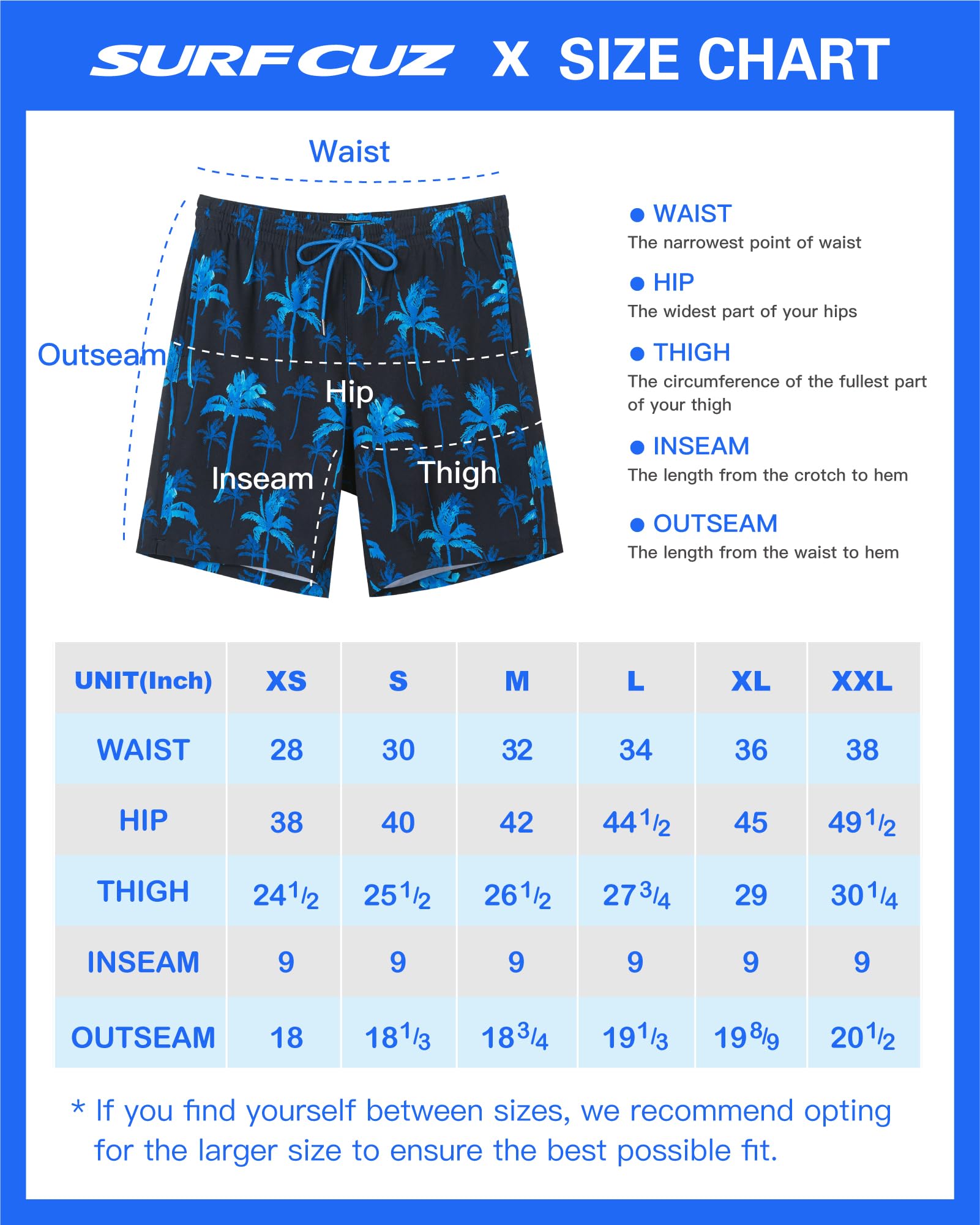 SURF CUZ 9" Mens Swim Trunks with Compression Liner Swimming Shorts 2 in 1 Stretch Quick Dry Zipper Pockets,Ocean Palm,M