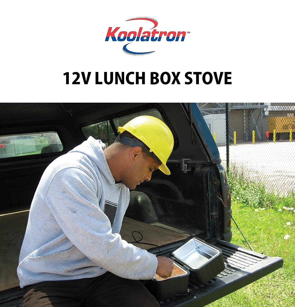 Koolatron 12V Heating Lunch Box Stove, 1.6 Qt (1.5 L), Black, 6 ft (1.8m) Power Cord, Heats to 300F (149C), Built-In Cord Storage, Classic Construction Worker Lunchbox, for Car, SUV, Pickup Truck