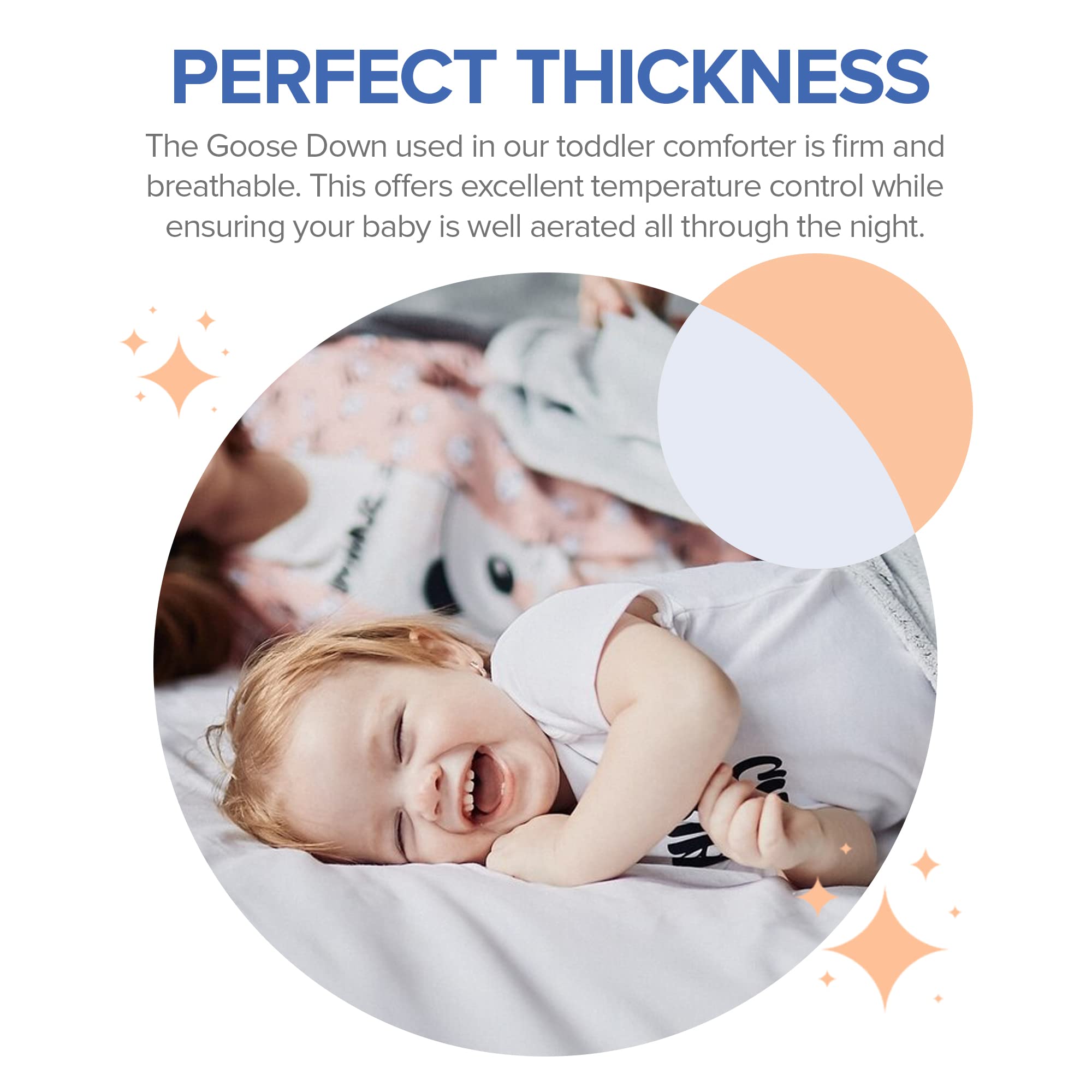 Continental Bedding Toddler Comforter, 100% White Goose Down Duvet Insert, Sleep Blanket with Cotton Shell, Fits Standard Crib, Toddler Bed, 39x47 Inches, White