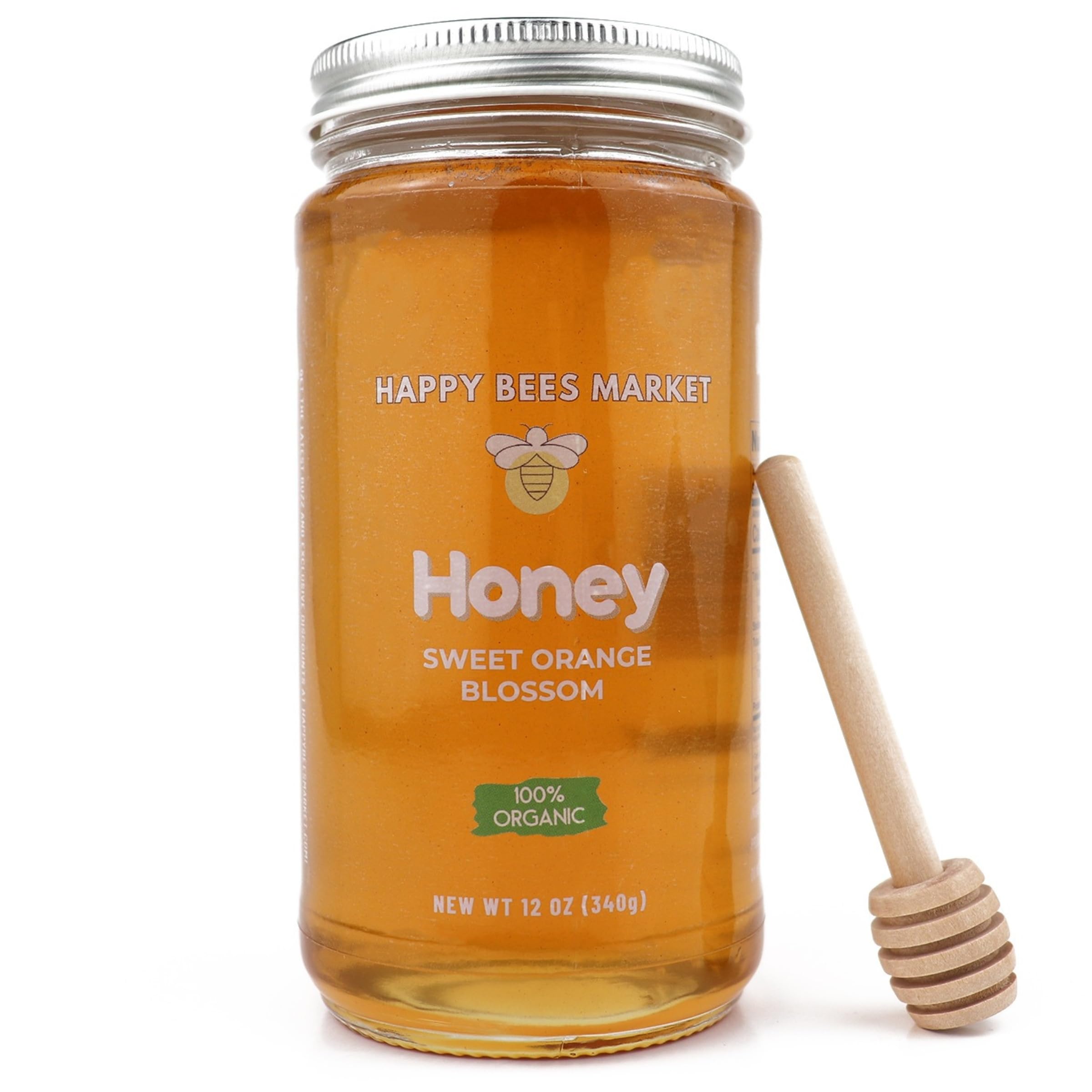 Happy Bees Market Orange Blossom Honey – Pure, Raw, and Unfiltered | 100% Organic Arizona Orange Blossom Honey
