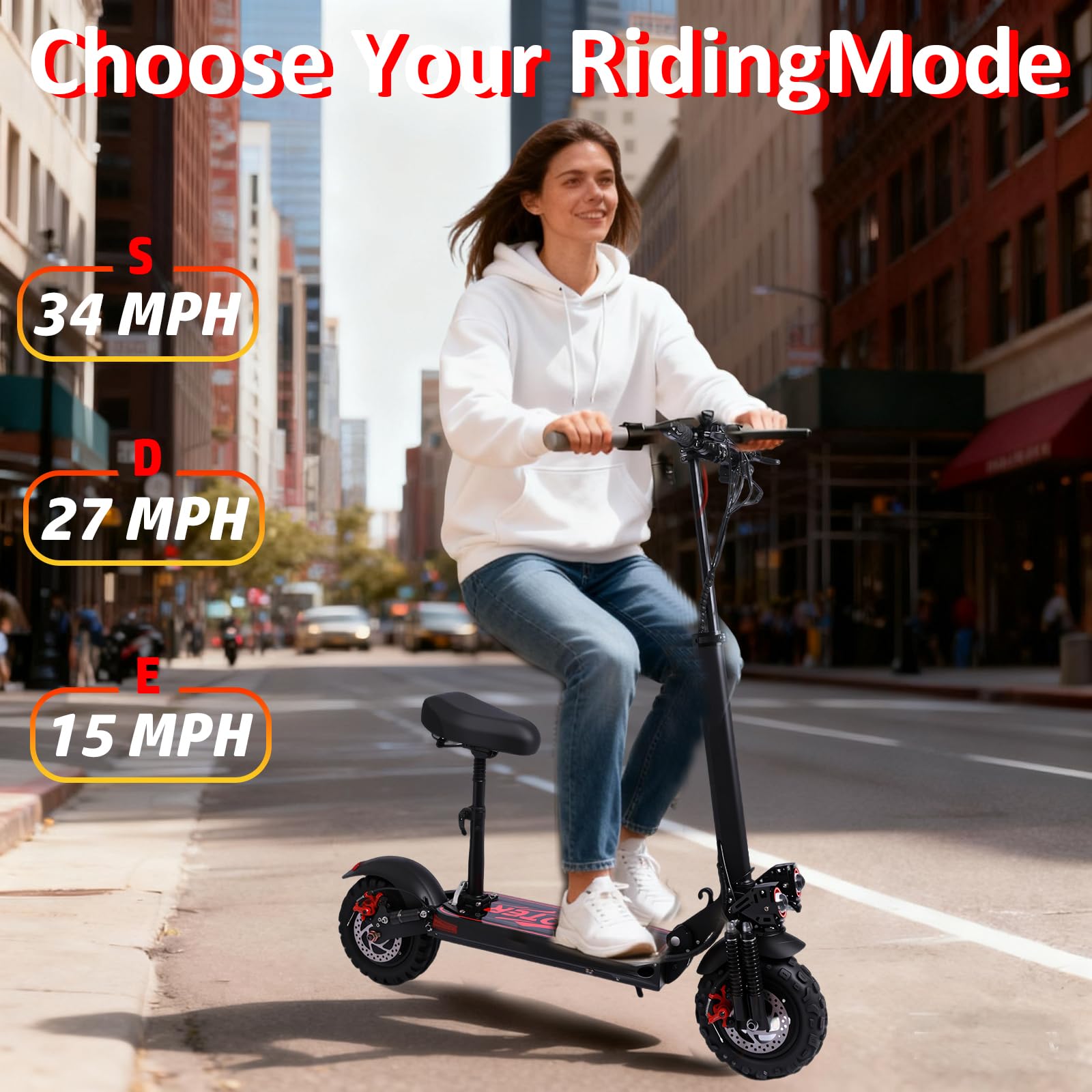 Electric Scooter Adults, 34 Mph Max Speed, 11" Off-Road Tires,48V 18AH Big Battery, 31 Miles Long Range, 1200W Motor, Dual Braking System,Folding Commuter E Scooter