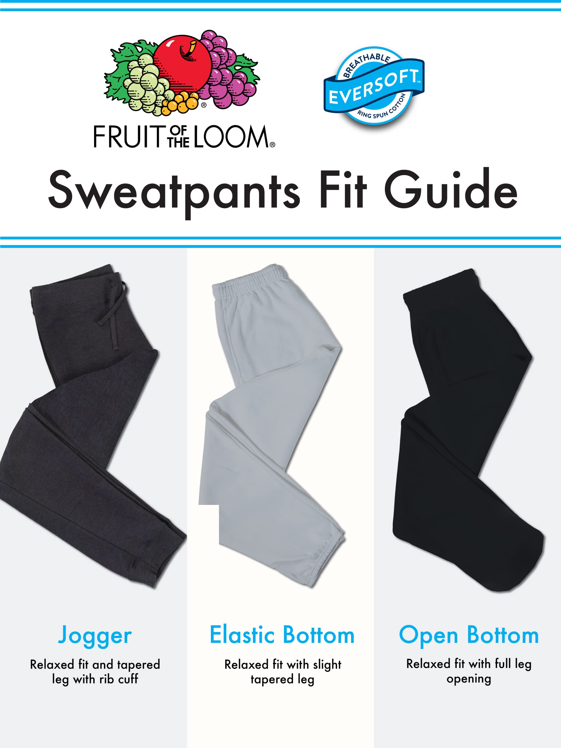 Fruit of the Loom Men's Eversoft Fleece Elastic Bottom Sweatpants with Pockets, Relaxed Fit, Moisture Wicking, Breathable, Grey Heather, Medium