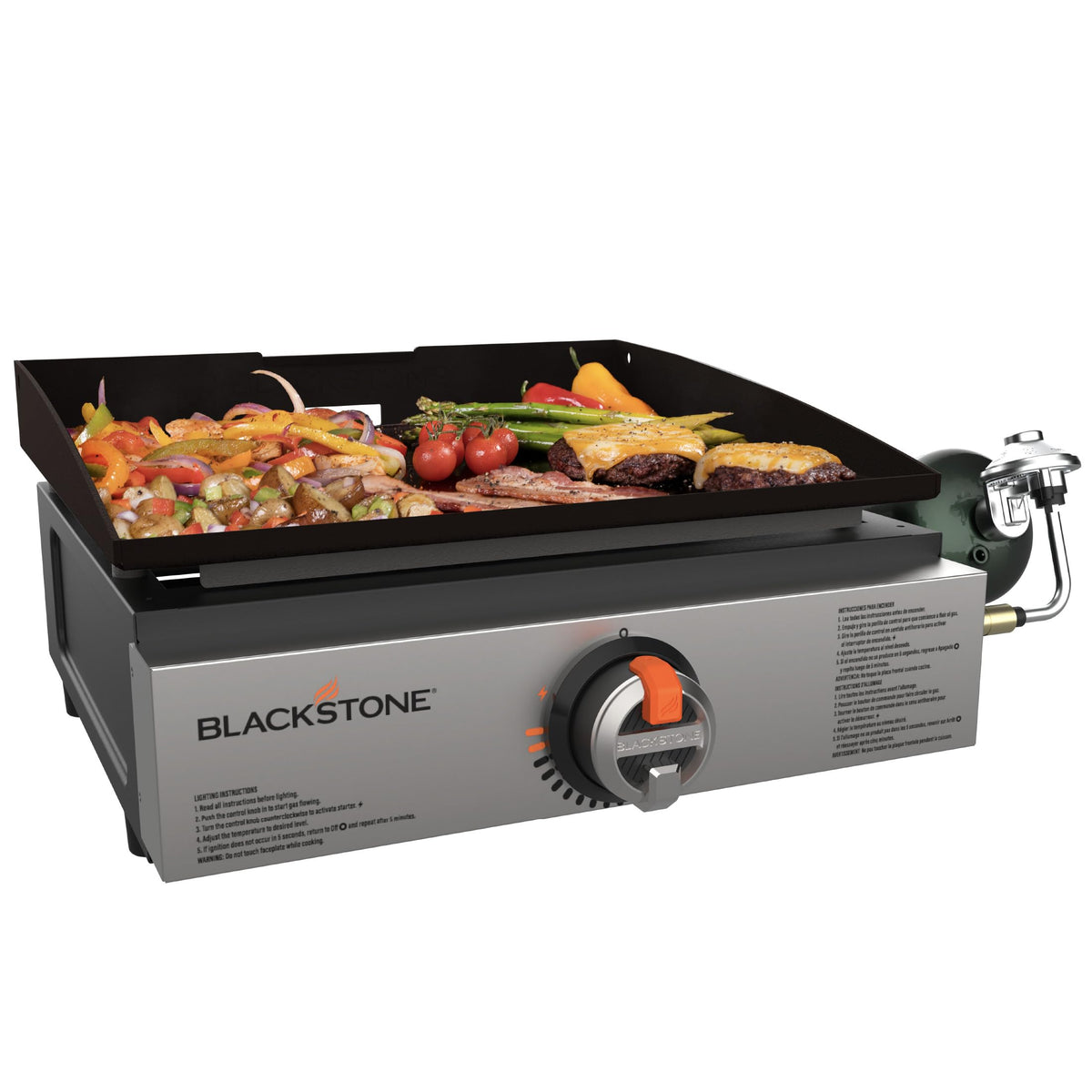 Blackstone 1971 Original 17” Tabletop Griddle with Stainless Steel Front Plate, Powder Coated Steel, Black