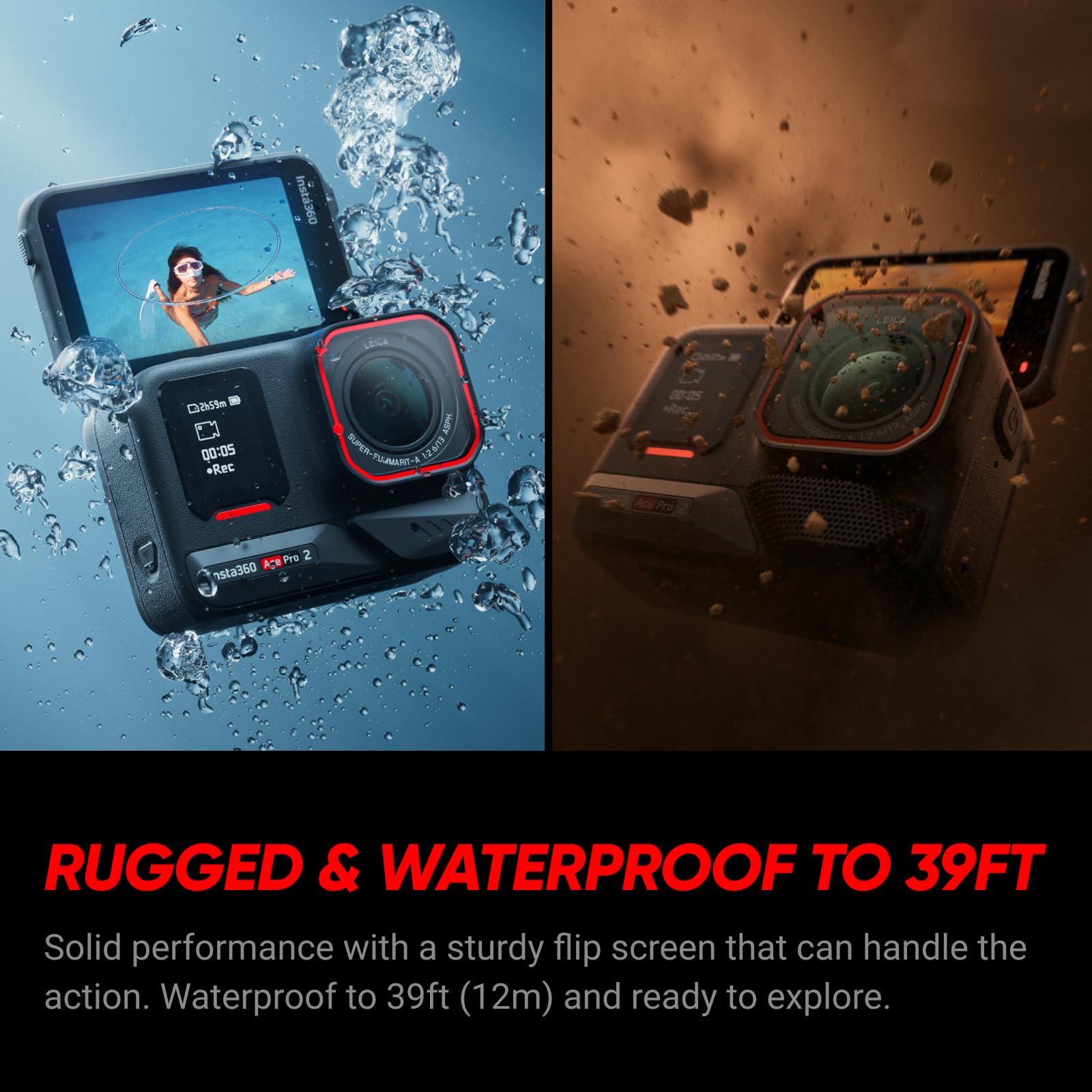 Insta360 Ace Pro 2 Dual Battery Bundle -8K Waterproof Action Camera Co-Engineered with Leica, 1/1.3" Sensor, Dual AI Chip, Leading Low Light, Superior Audio, Flip Screen & AI Editing