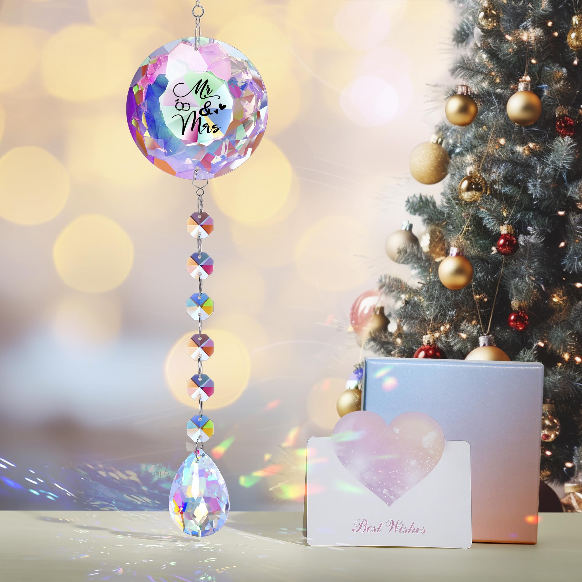 Christmas Anniversary Wedding Gifts for Women Couple Wife Girlfriend, Bridal Shower Gifts, Suncatcher for Home Office Bedroom Living Room, Sun Catcher, Mr and Mrs Christmas Birthday Gifts (Mr&Mrs)