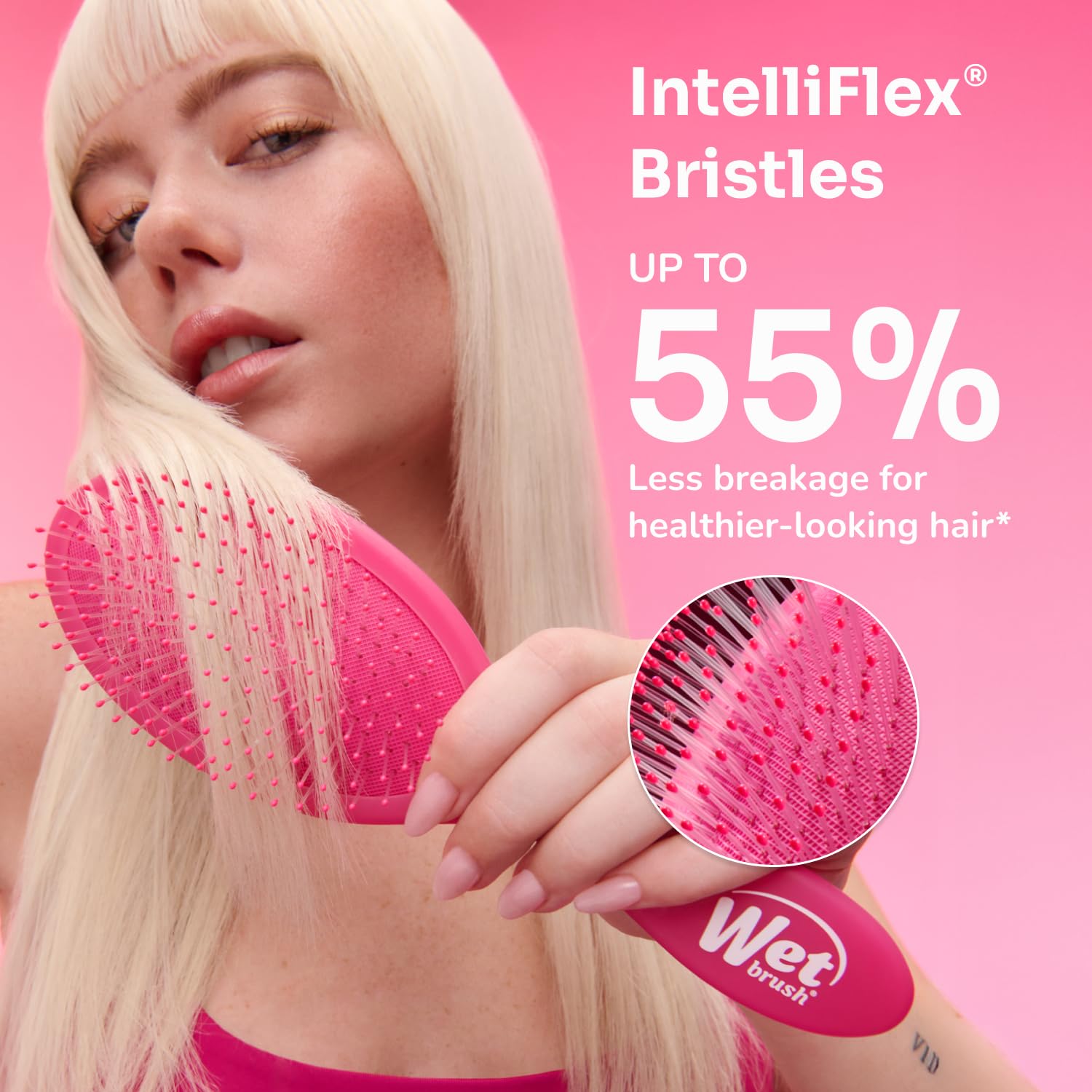 Wet Brush Mini Detangler Hair Brush, Pink Frost, Detangling Travel Hairbrush, Ultra-Soft IntelliFlex Bristles Glide Through Tangles with Ease, Pain-Free, All Hair Types