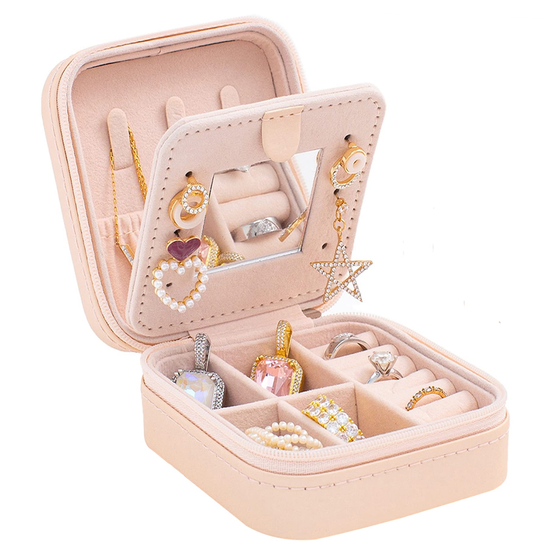 KElofoN Travel Jewelry Case and Organizer with Mirror - Gift for Women and Girls