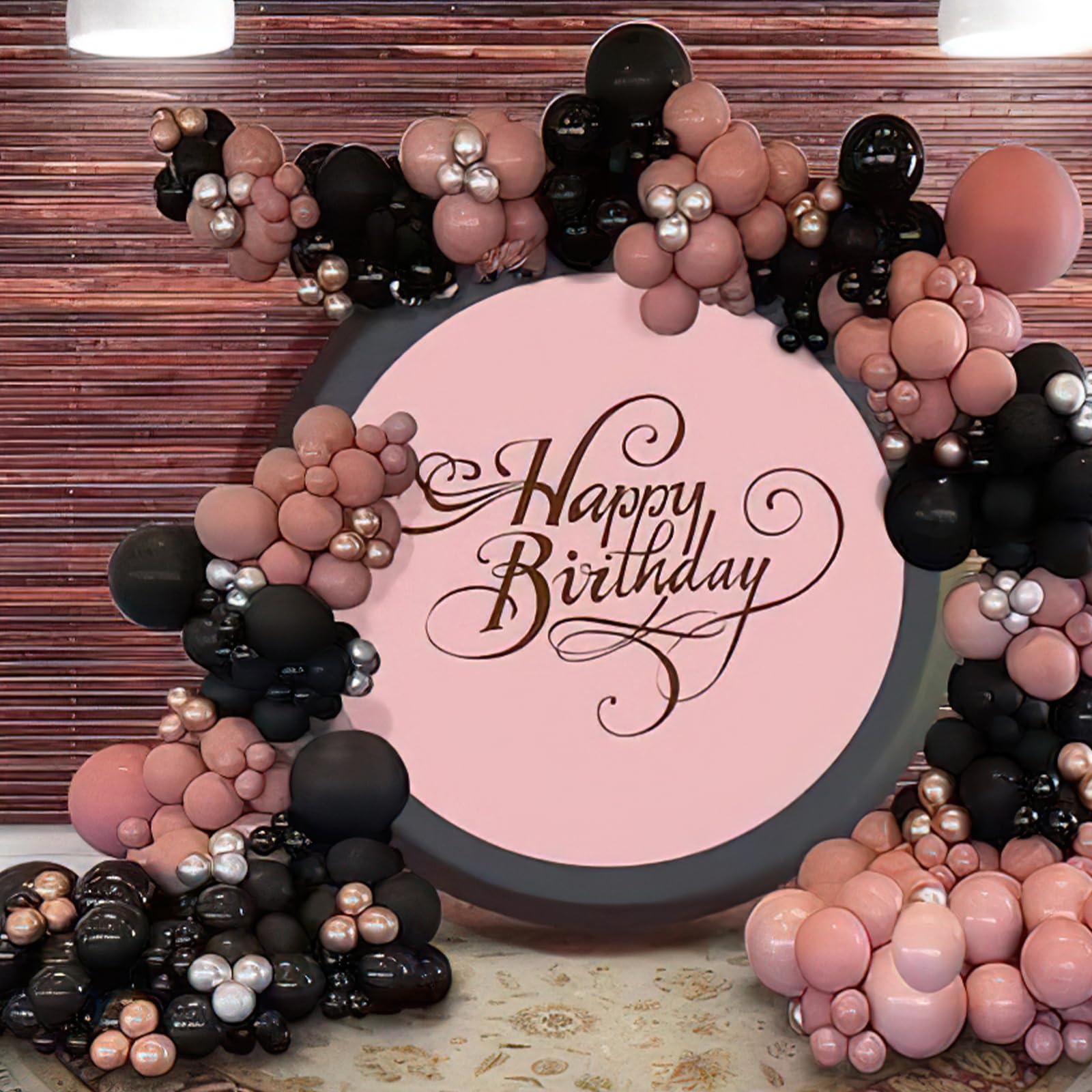 PartyWoo 140 pcs Black and Pink Balloon Garland Kit, Black, Pastel Pink, Dusty Pink Balloons for Balloon Garland Arch Kit, Birthday Party, Baby Shower, Wedding