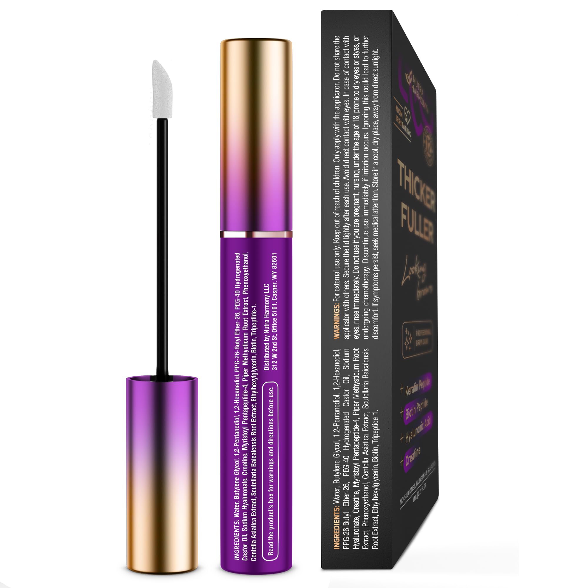 Brow Serum for Eyebrow Growth – Pro Growth Treatment with Keratin & Biotin Peptides – Hyaluronic Acid, Creatine & Castor Oil – No Prostaglandins, Vegan & Non‑Irritating for Fuller, Thicker Brows, 8ml