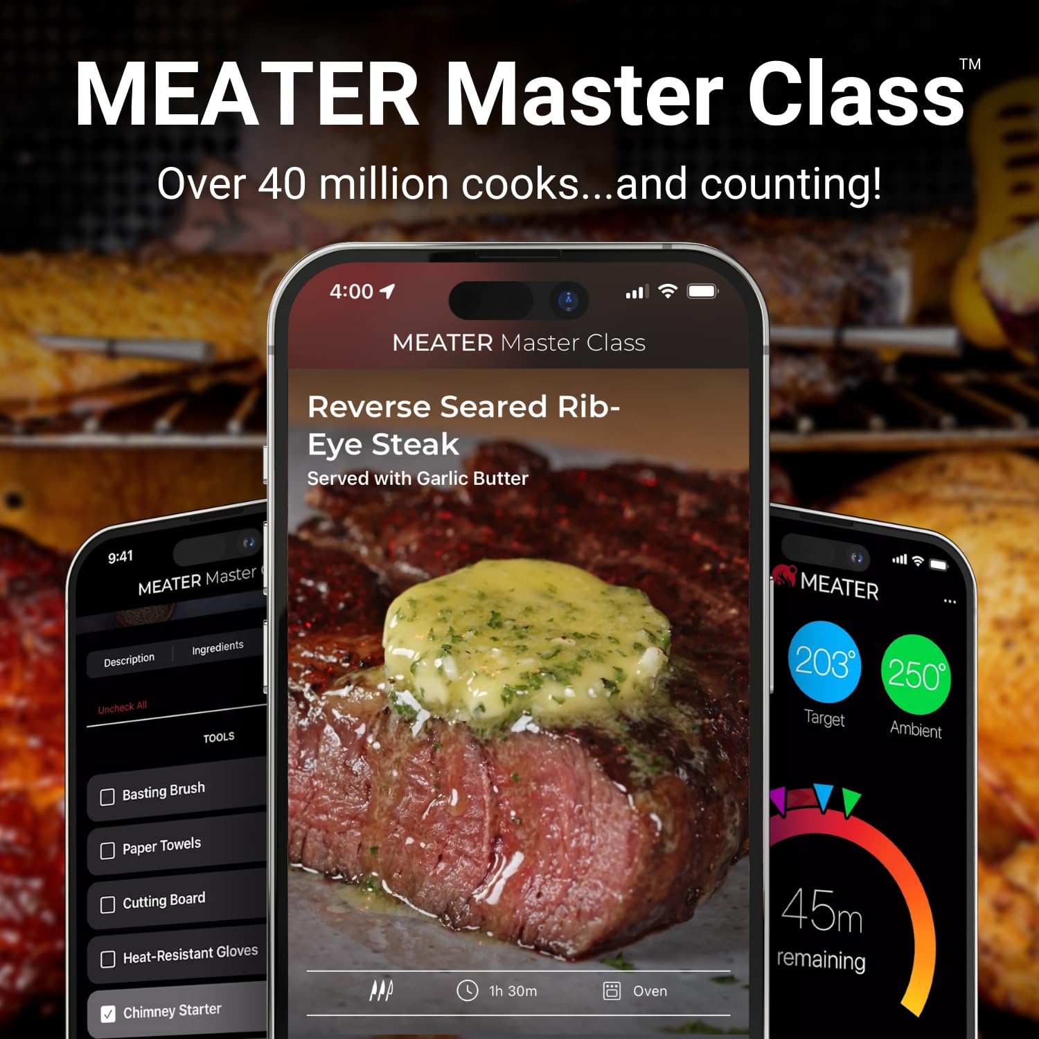 MEATER 2 Plus: Direct Heat Grilling at 1000°F, Smart Meat Thermometer, Bluetooth, 100% Waterproof, Precision Cooking, Multi Sensors, Certified Calibration, for BBQ/Grill/Kitchen