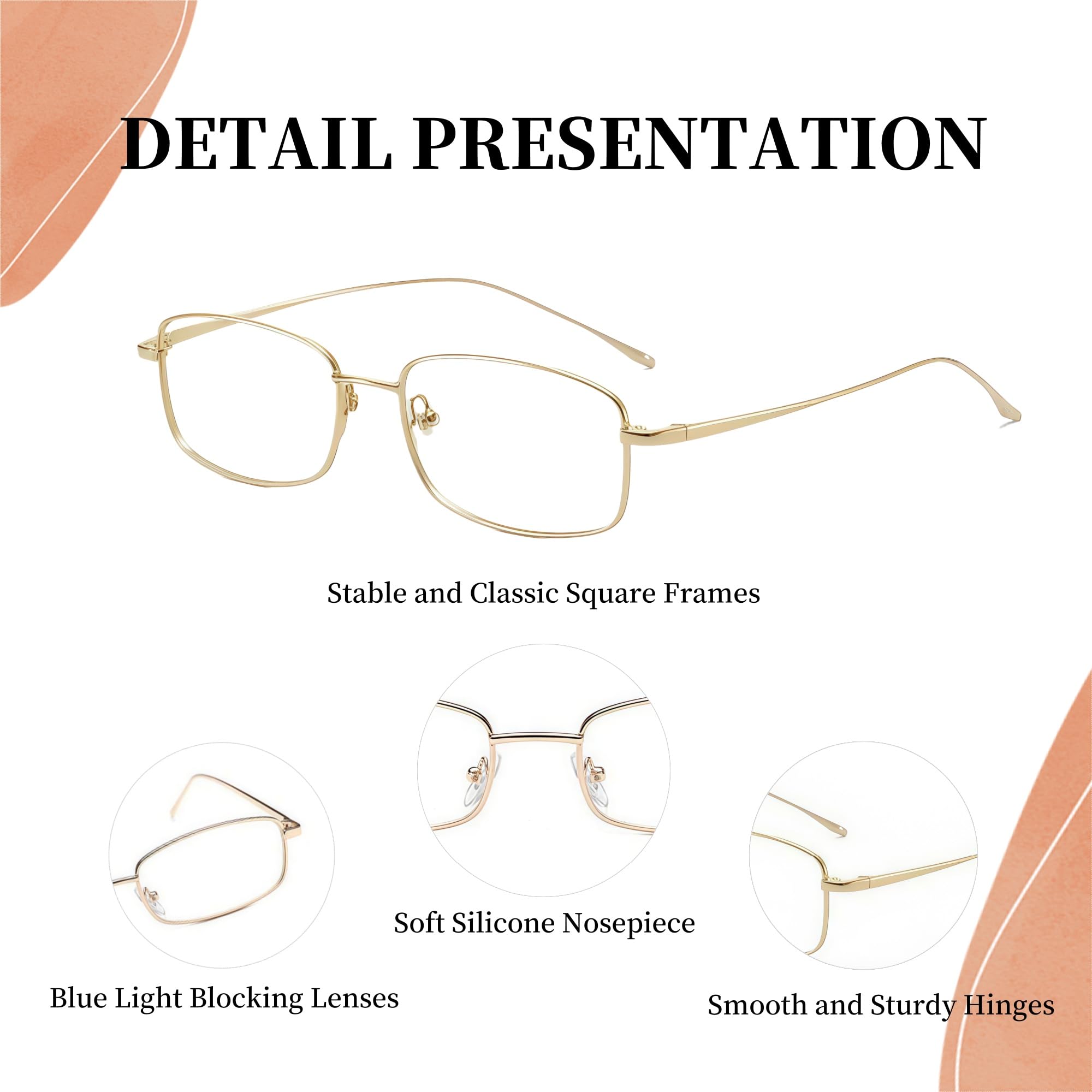 BOBUXLIIN Square Fake Glasses Fashion Non Prescription Clear Glasses for Women Glasses Frame Trendy Accessories