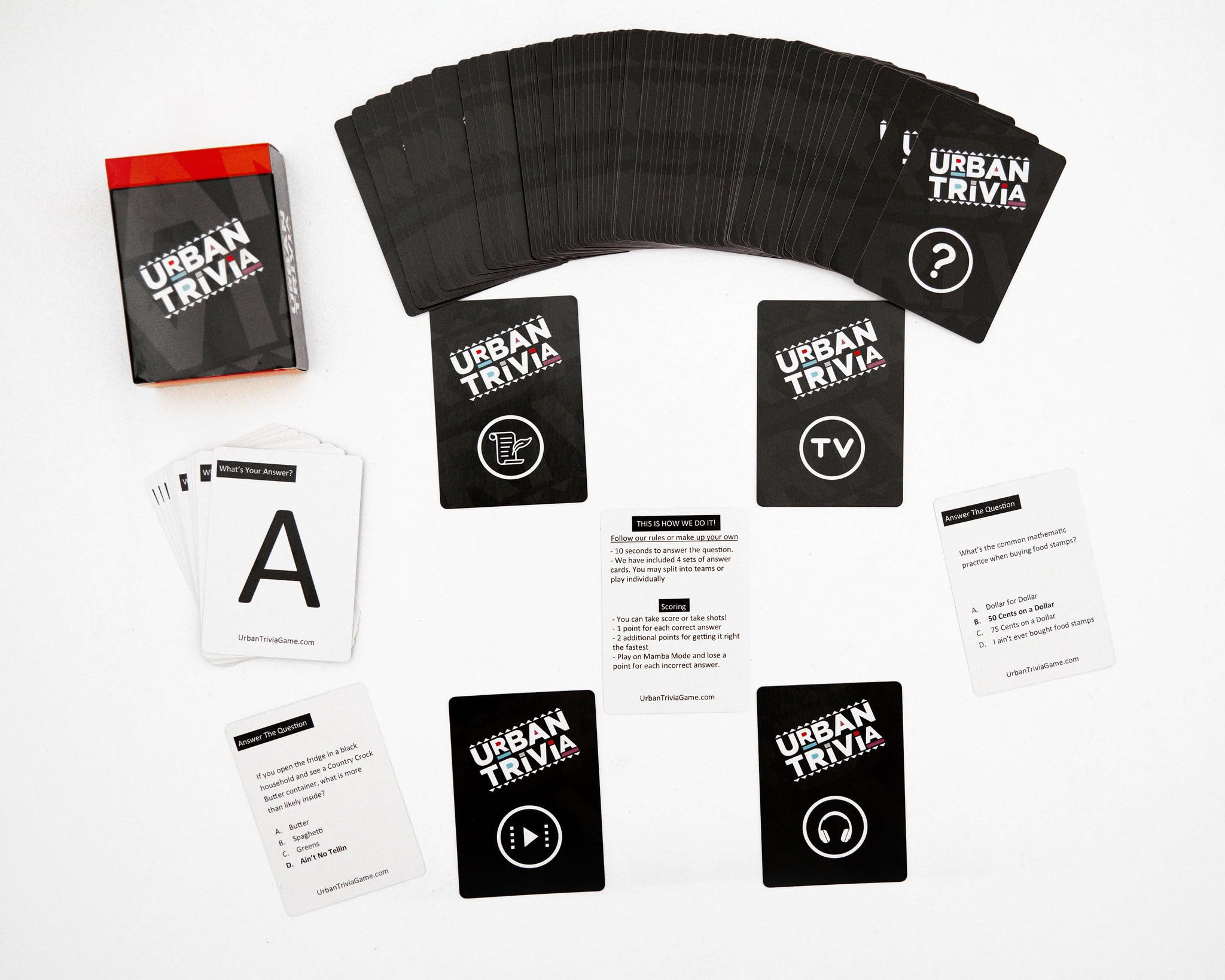 Urban Trivia Game - Black Card Game for The Culture! Fun Trivia on Black TV, Movies, Music, Sports, & Growing Up Black! Great Trivia for Adult Game Nights and Family Gatherings.