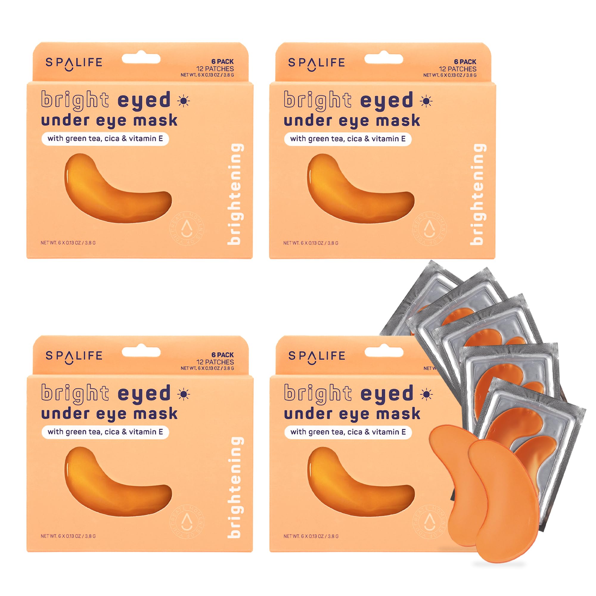 SpaLife Beauty Bright Eyed Undereye Masks | Hydrogel Eye Patches for Dark Circles, Puffiness, & Dullness with Vitamin E, Green Tea | 2-in-1 Skincare | 32 Pairs