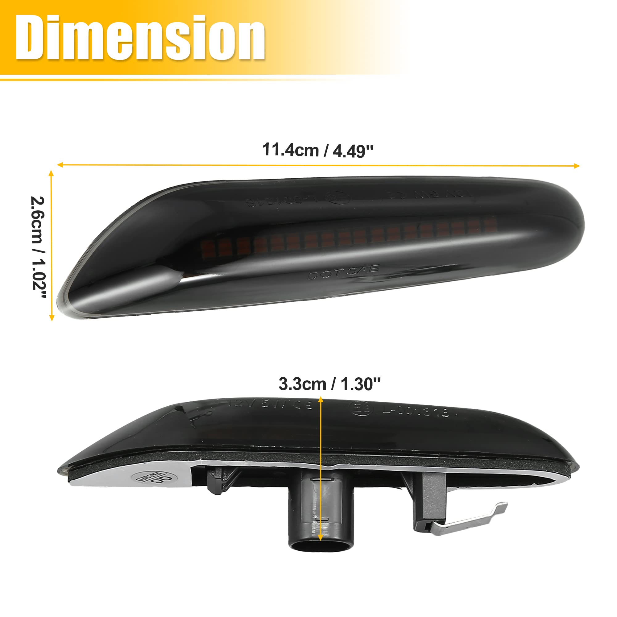 X AUTOHAUX Full LED Side Turn Signals for BMW 1 3 5 Series E36 E46 E60 E87 E90 E92 X1 X3 63133418447 63133418448 Fender Side Marker Amber Light Assemblies Front Flowing LED Lamps Lights 2pcs