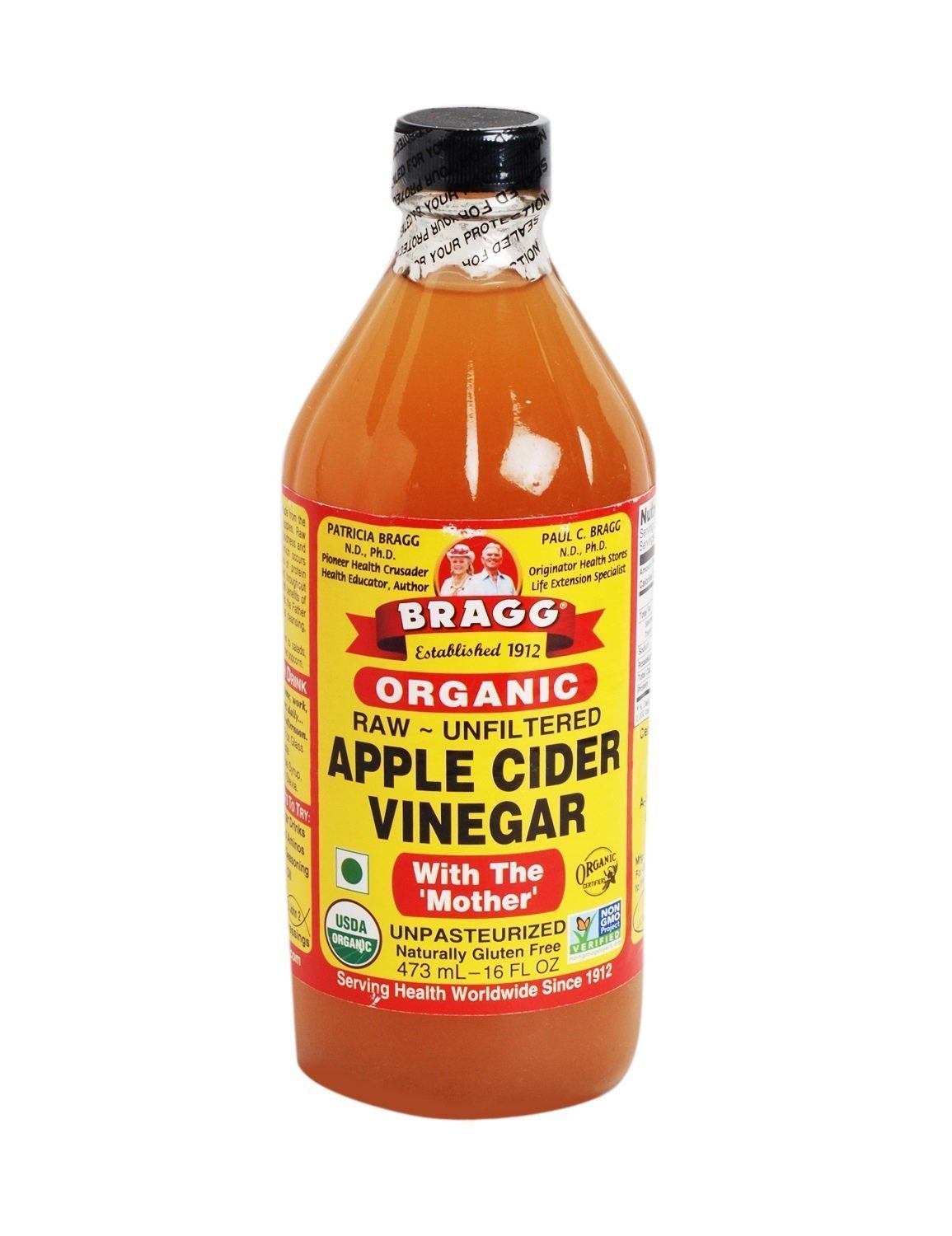 Bragg USDA Gluten Free Organic Raw Apple Cider Vinegar w/Mother | Pack of 1 16oz