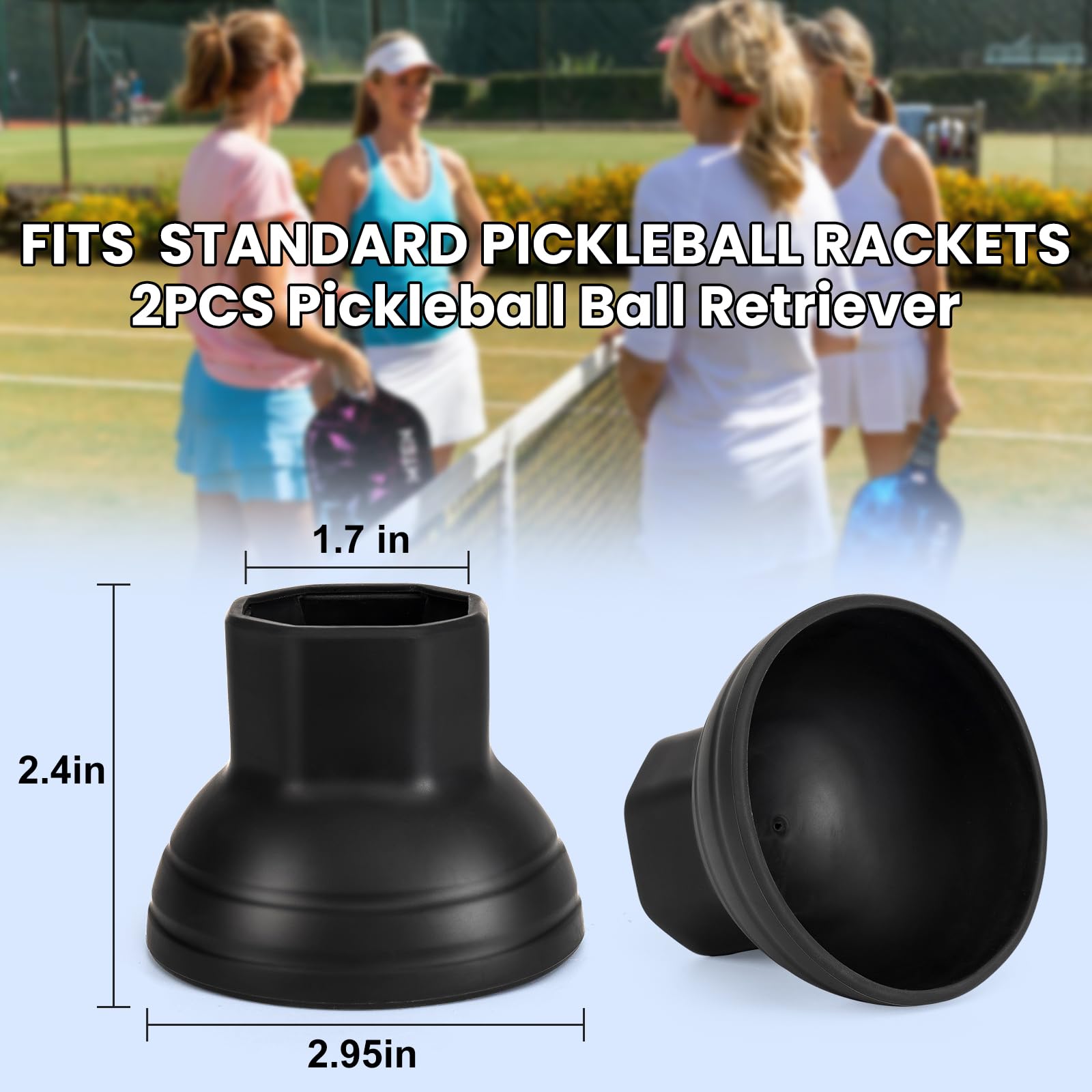 MTEN Pickleball Ball Retriever,Silicone Pickleball Picker Upper Pickball Grabber,Easy Attaches to Pickleball Paddles,Best Accessory and Gift,Black