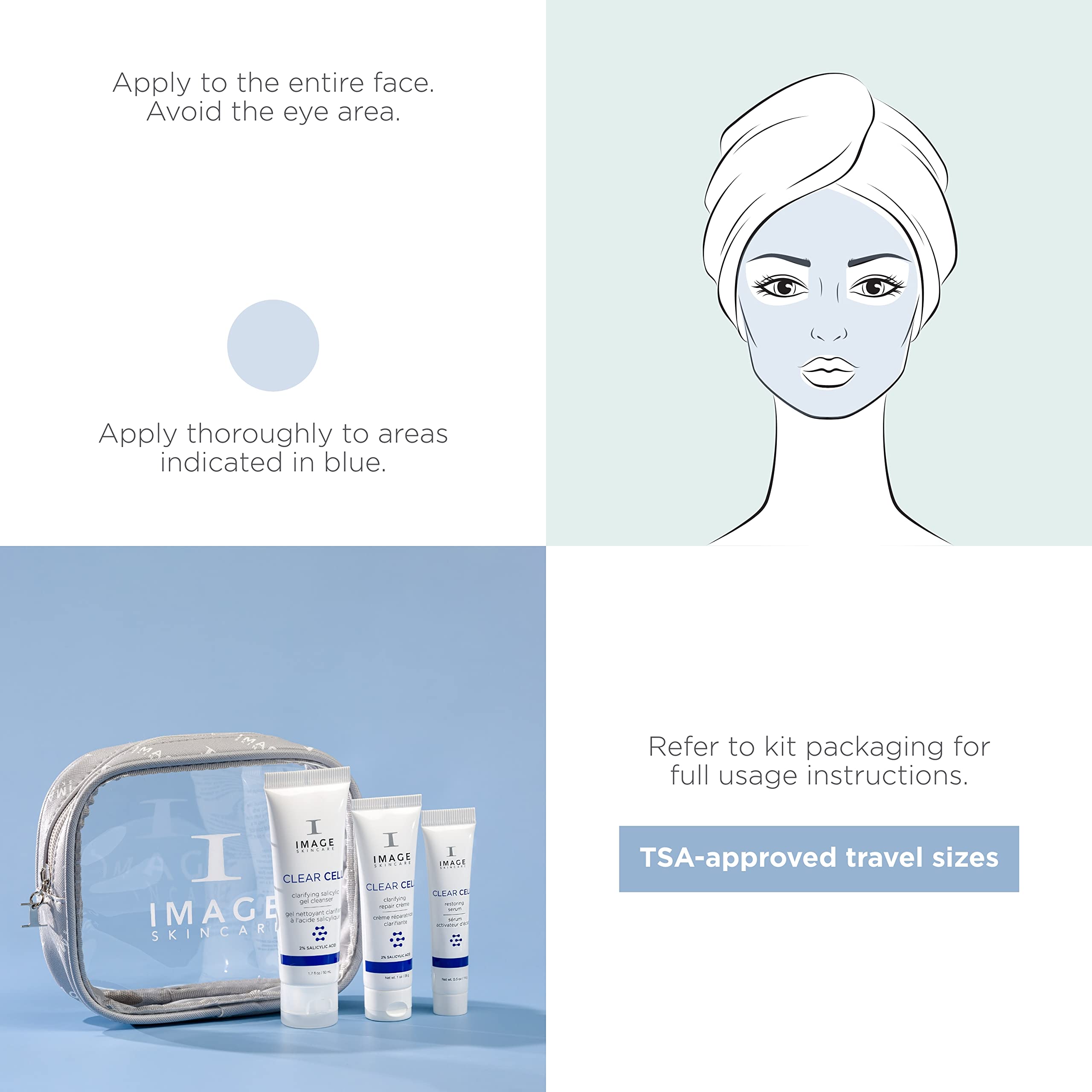 IMAGE Skincare, Clear Cell 3-Step Introductory Regimen Set for Clear Pores and Healthy Looking Skin, Holiday Ltd. Edition, White, 3.2 Ounce