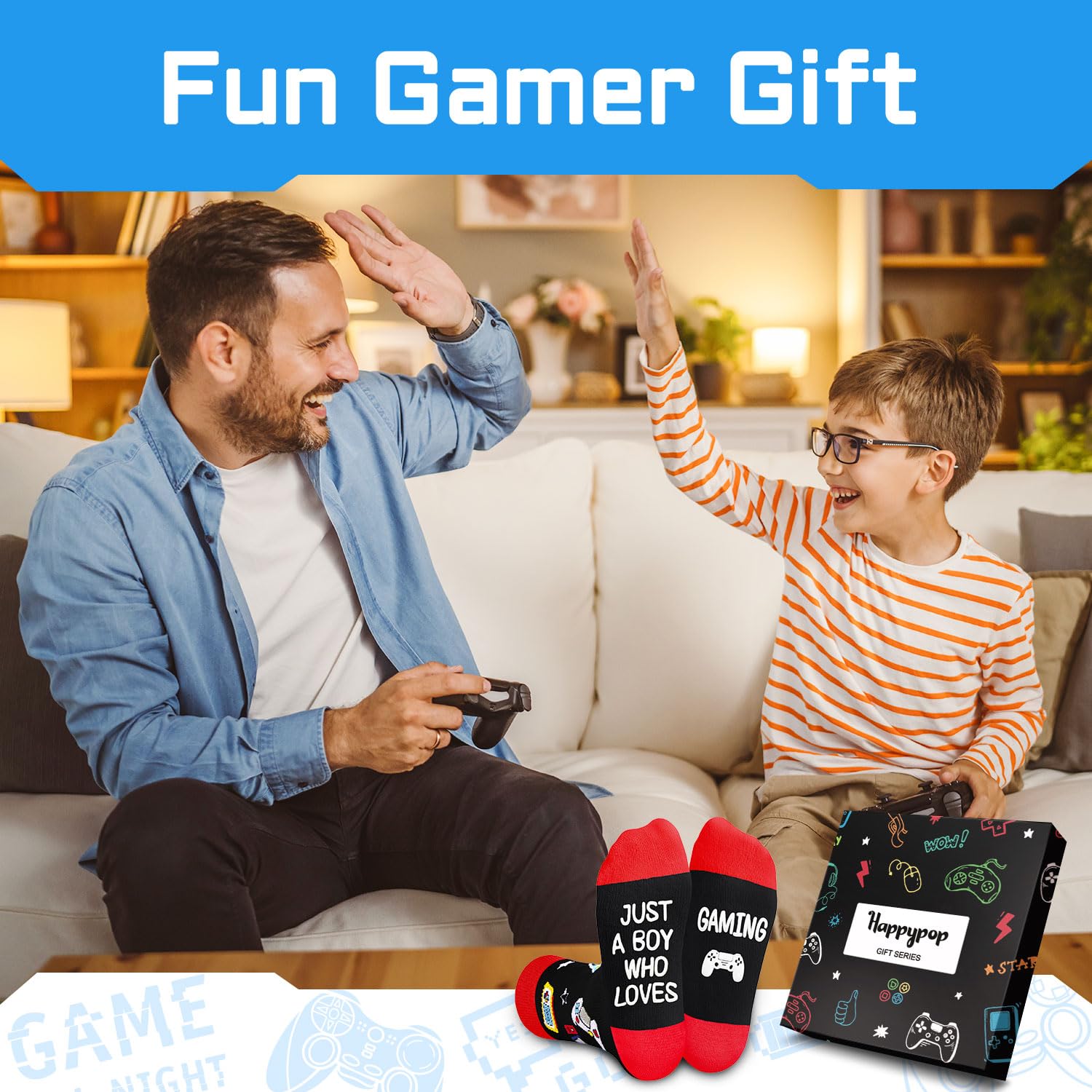 Gamer Gifts for Gamers Men - Funny Gaming Socks for Teen Boys, Video Game Socks for 13-18 Years Kids,Christmas Gifts for Adult