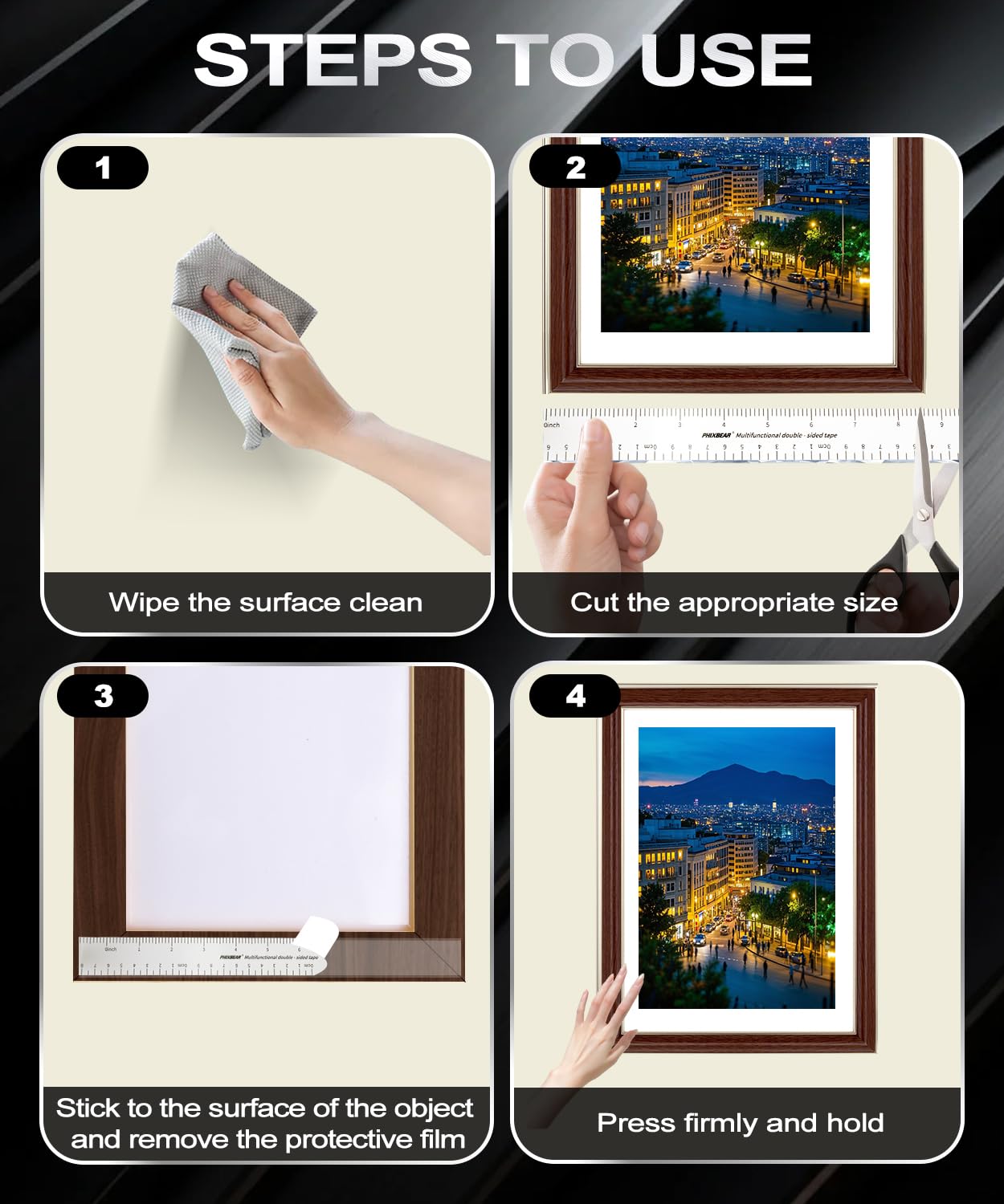 PHIXBEAR Extra Large 1.18 "x20Ft Heavy Duty Clear Double Sided Tape Mounting with Inch Measurement Mark, Removable Tough Nano Strong Tape, Used for Walls, Carpets, Posters, Dormitories